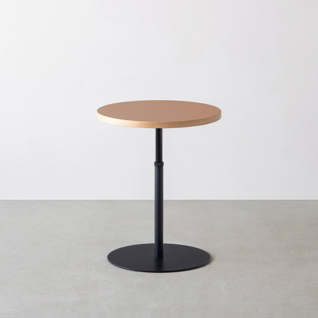 スマート造作カフェテーブル / リノリウム 全32色　黒スチール脚 1本脚 × ラウンド φ50 - 60