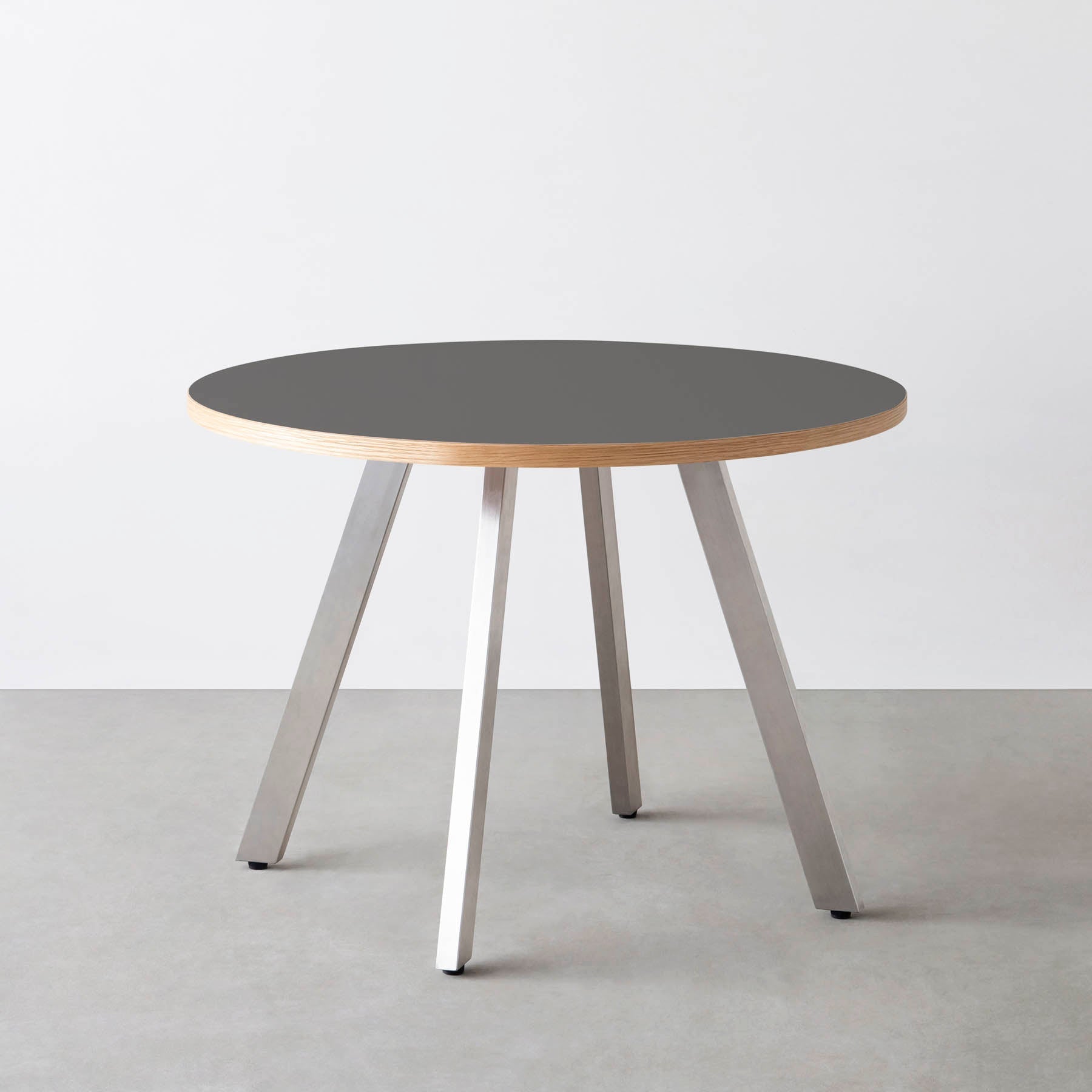 スマート造作カフェテーブル / リノリウム 全32色　ステンレススチール脚 4本脚 × ラウンド φ81 - 100