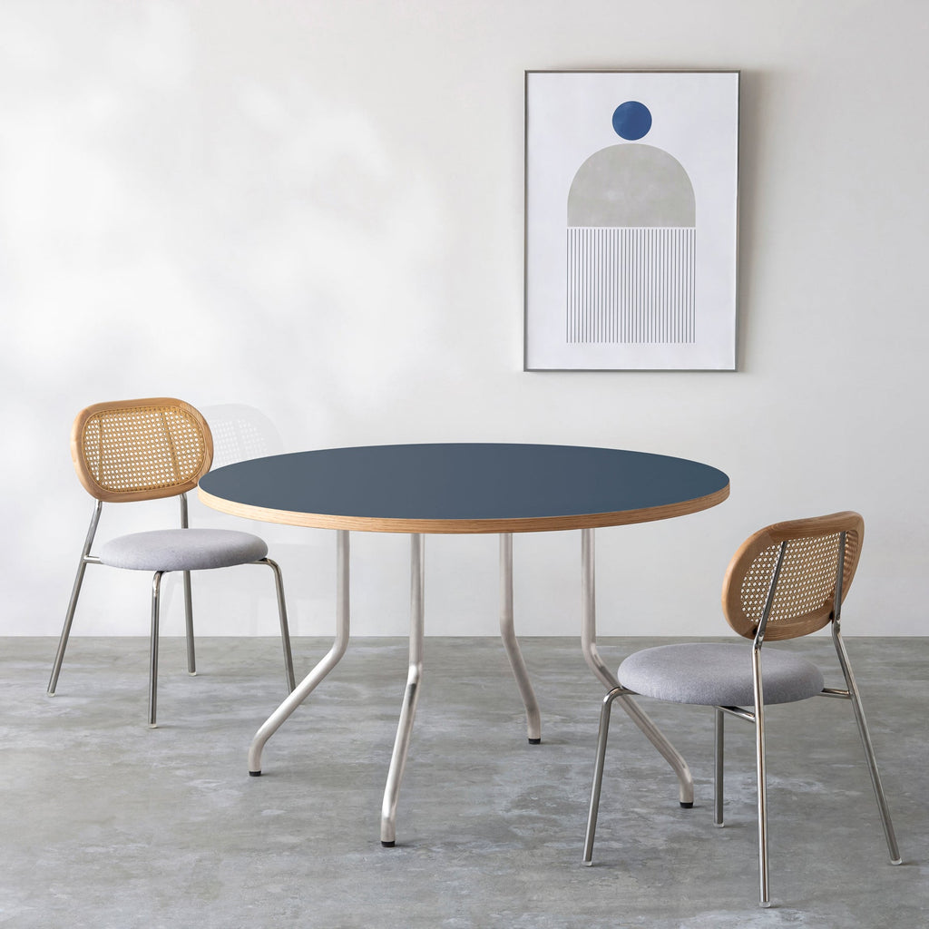 THE CAFE TABLE / リノリウム 全32色　Stainless 4本脚 × ラウンド φ101 - 120