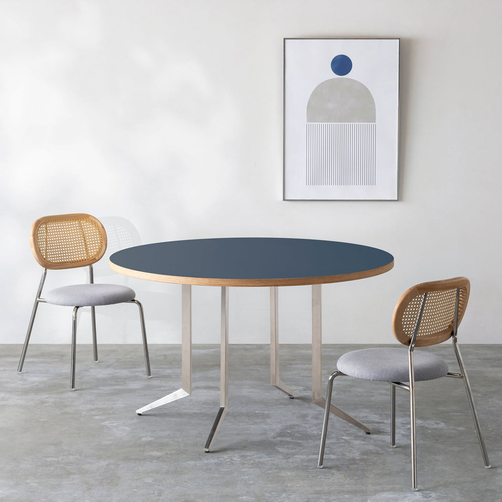 THE CAFE TABLE / リノリウム 全32色　Stainless 4本脚 × ラウンド φ101 - 120