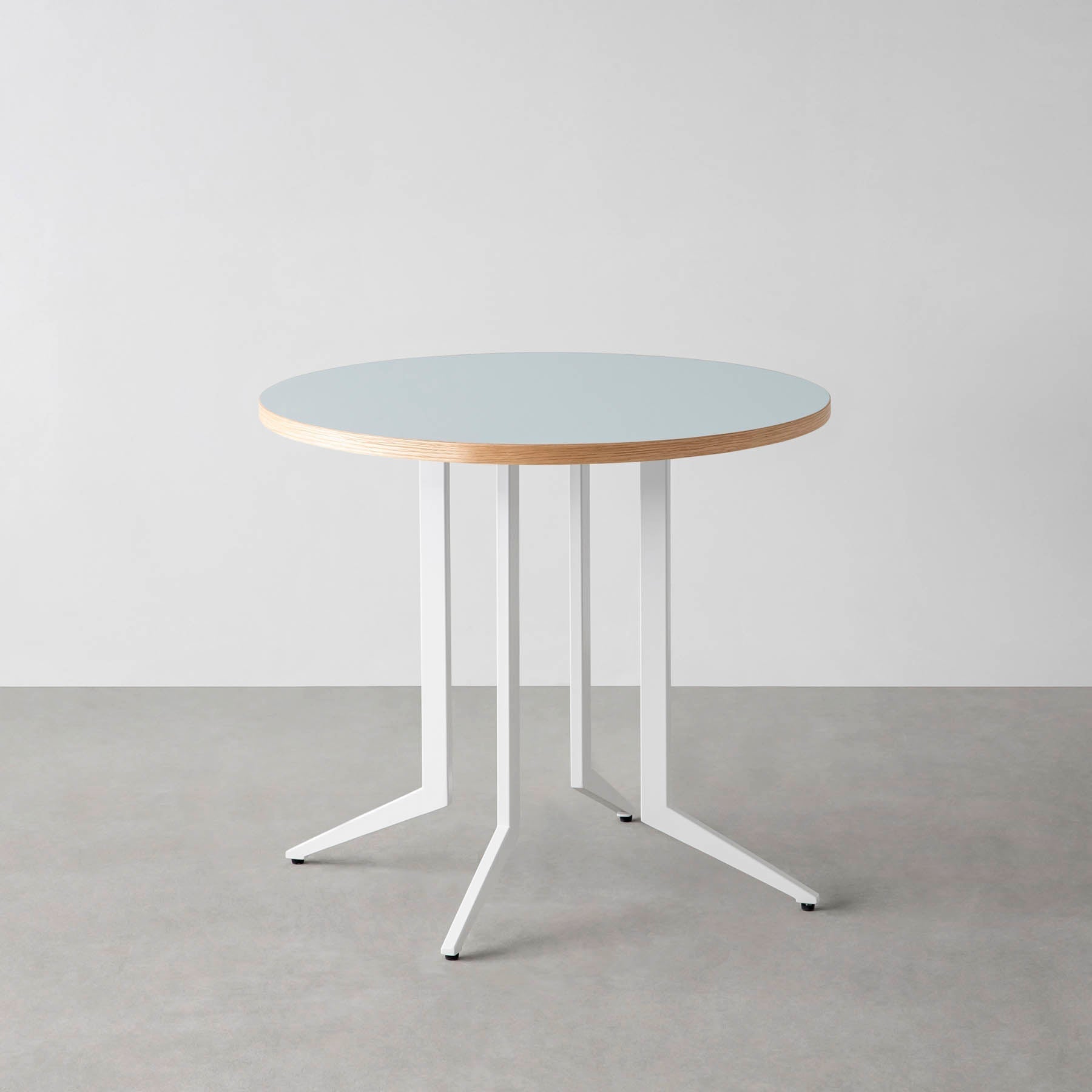 スマート造作カフェテーブル / リノリウム 全32色　白スチール脚 4本脚 × ラウンド φ61 - 80