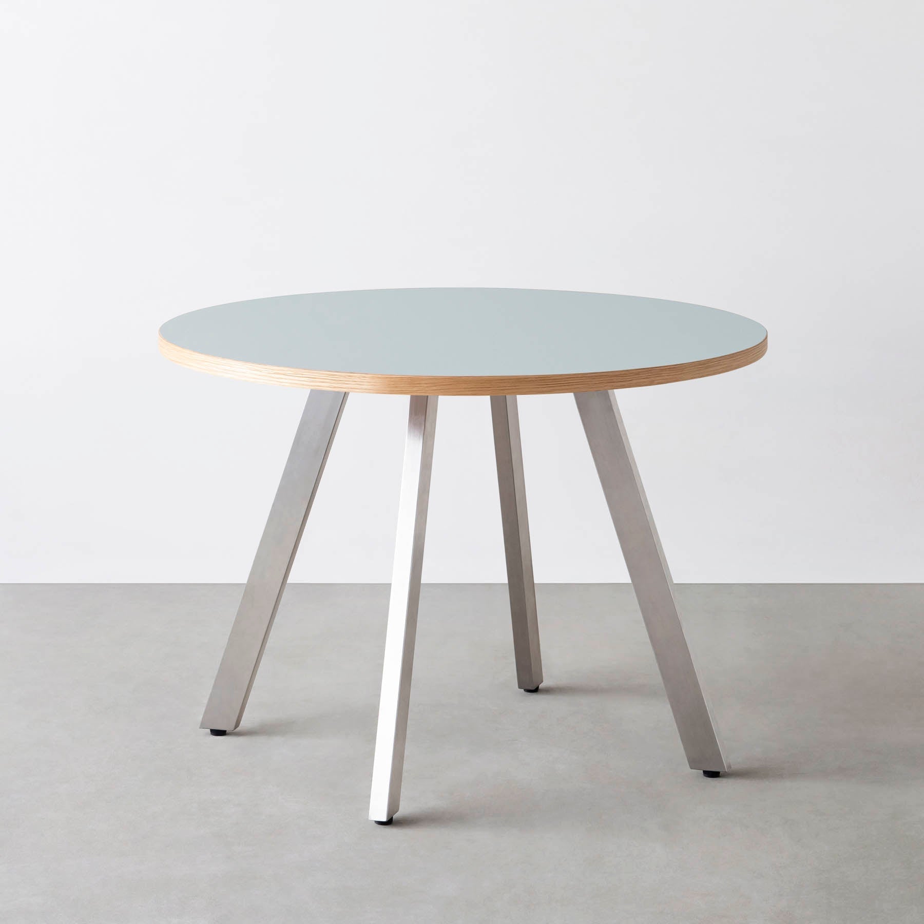 スマート造作カフェテーブル / リノリウム 全32色　ステンレススチール脚 4本脚 × ラウンド φ81 - 100