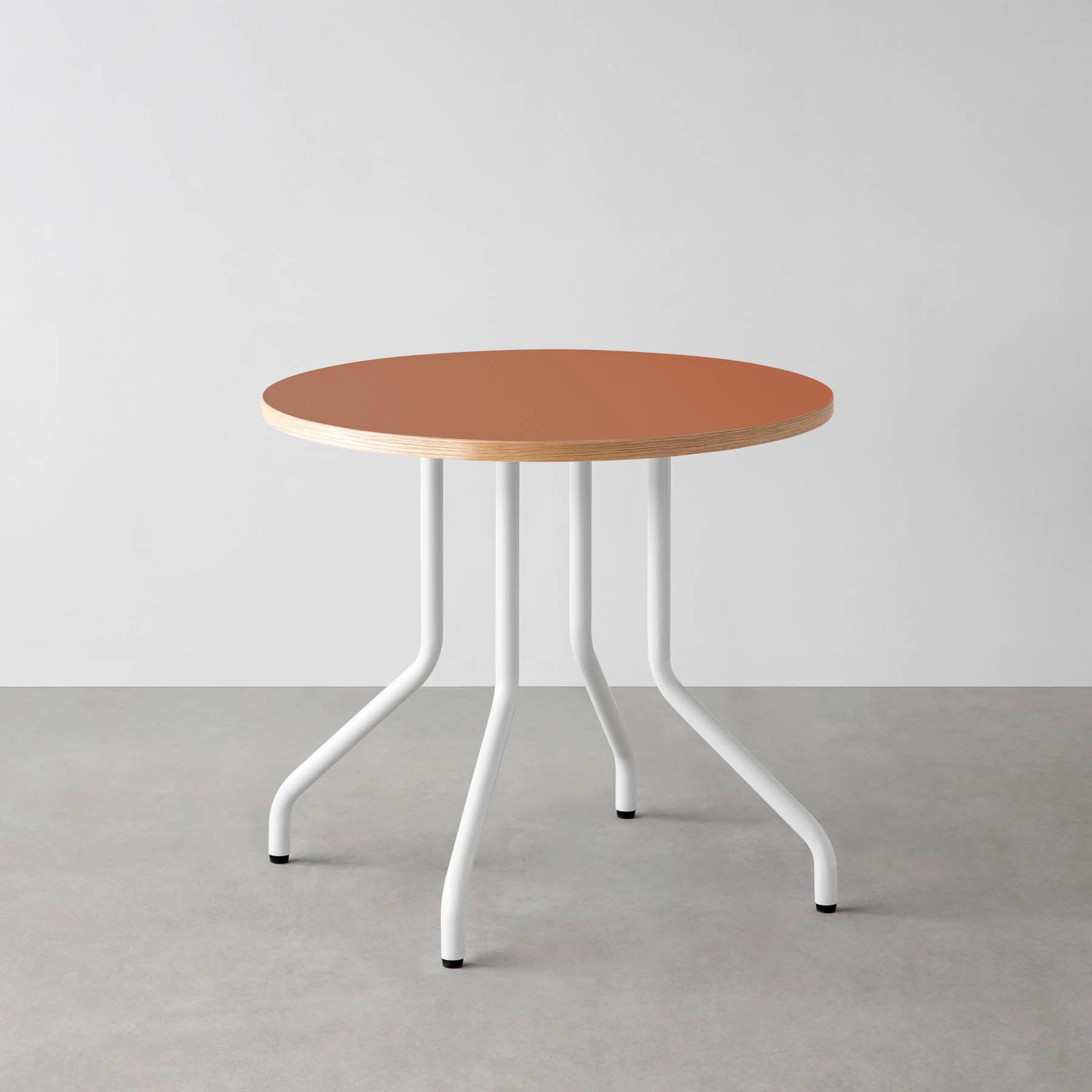 スマート造作カフェテーブル / リノリウム 全32色　白スチール脚 4本脚 × ラウンド φ61 - 80