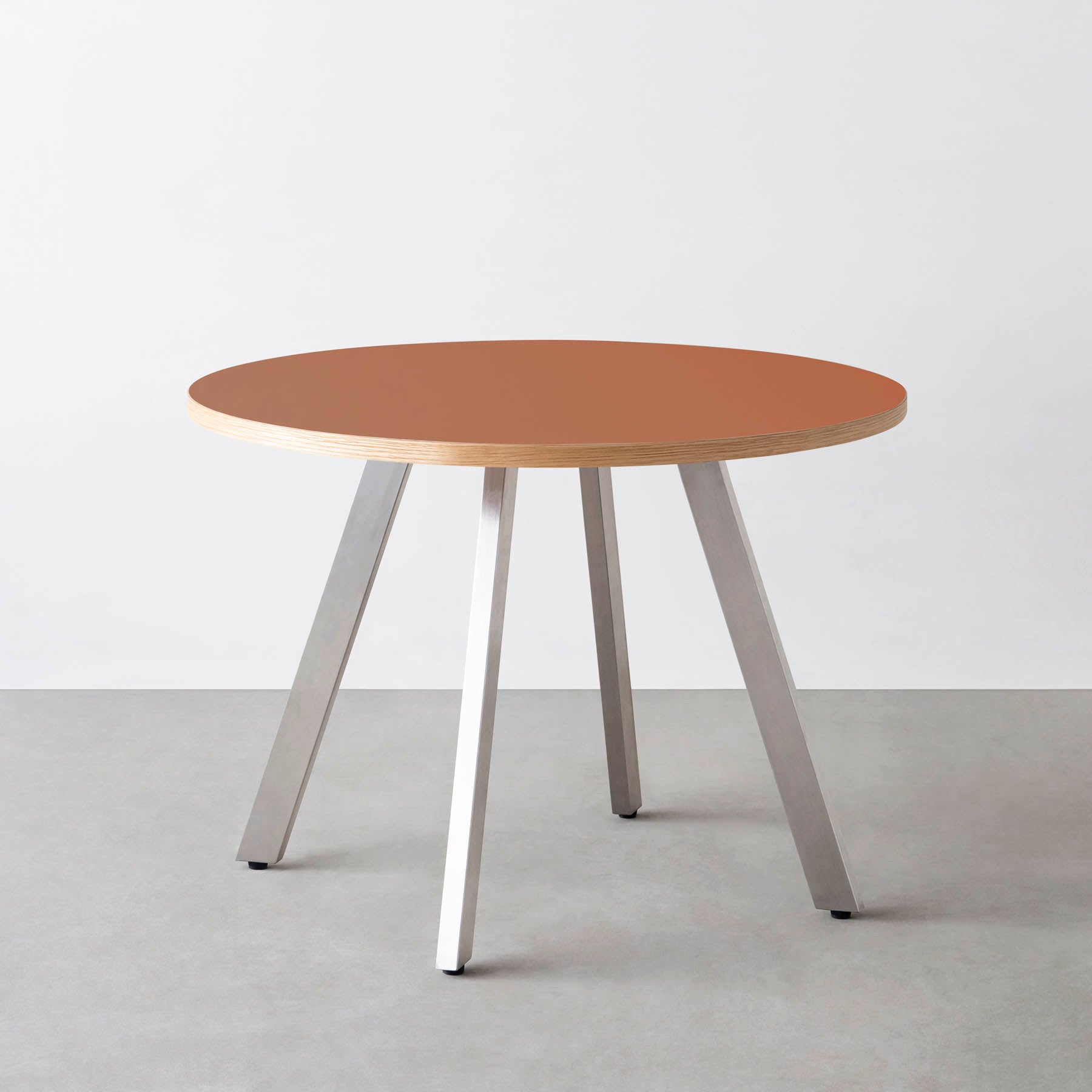 スマート造作カフェテーブル / リノリウム 全32色　ステンレススチール脚 4本脚 × ラウンド φ81 - 100