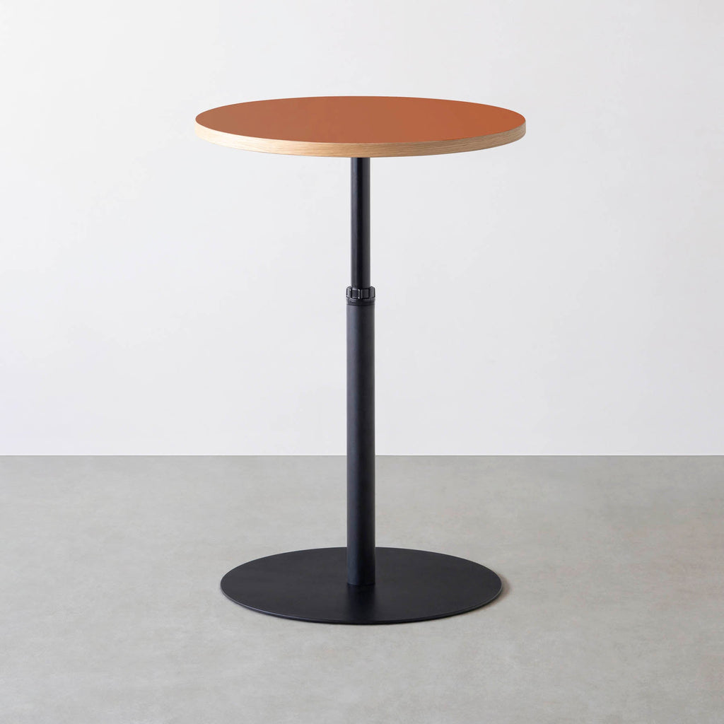 スマート造作カフェテーブル / リノリウム 全32色　黒スチール脚 1本脚 × ラウンド φ61 - 70