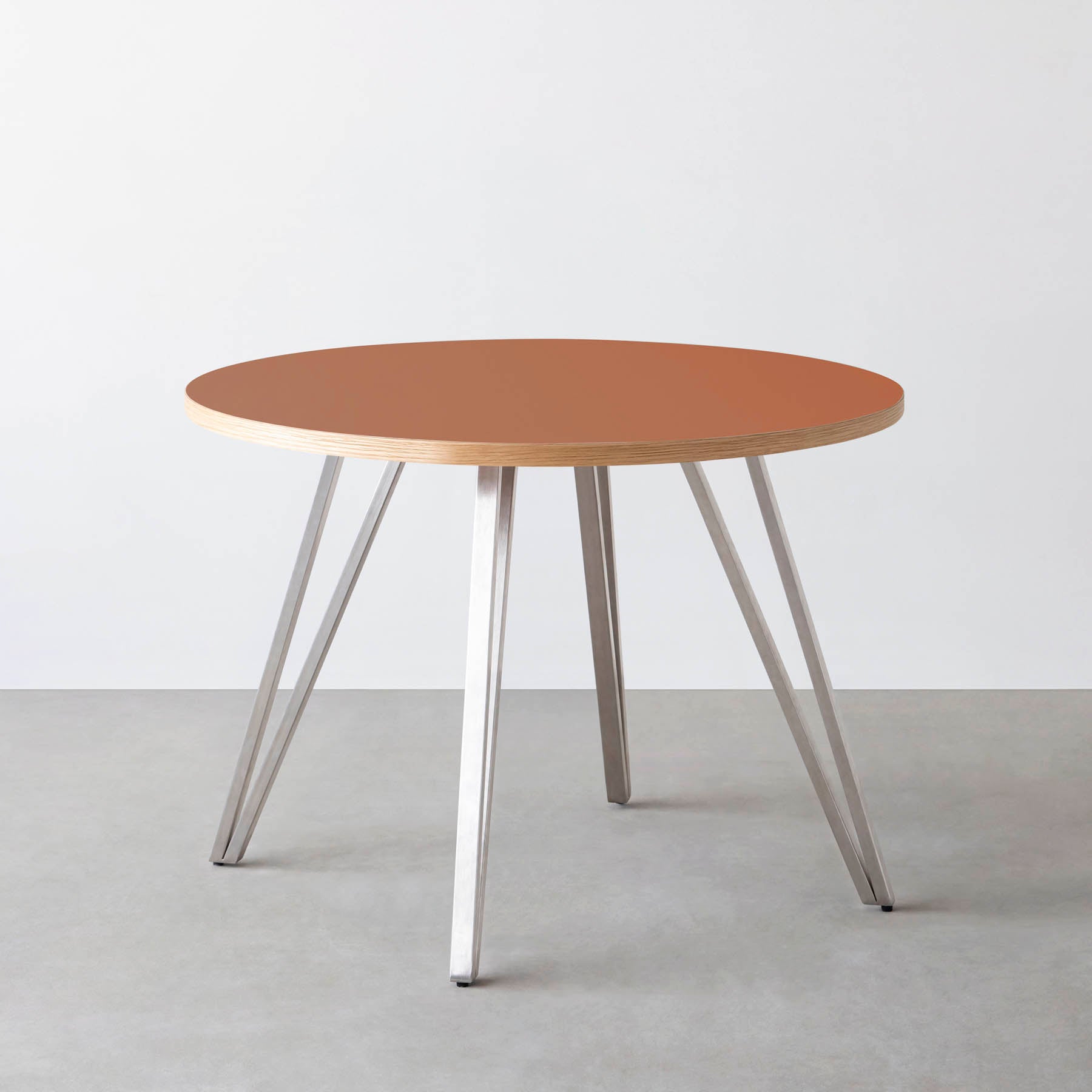 スマート造作カフェテーブル / リノリウム 全32色　ステンレススチール脚 4本脚 × ラウンド φ81 - 100