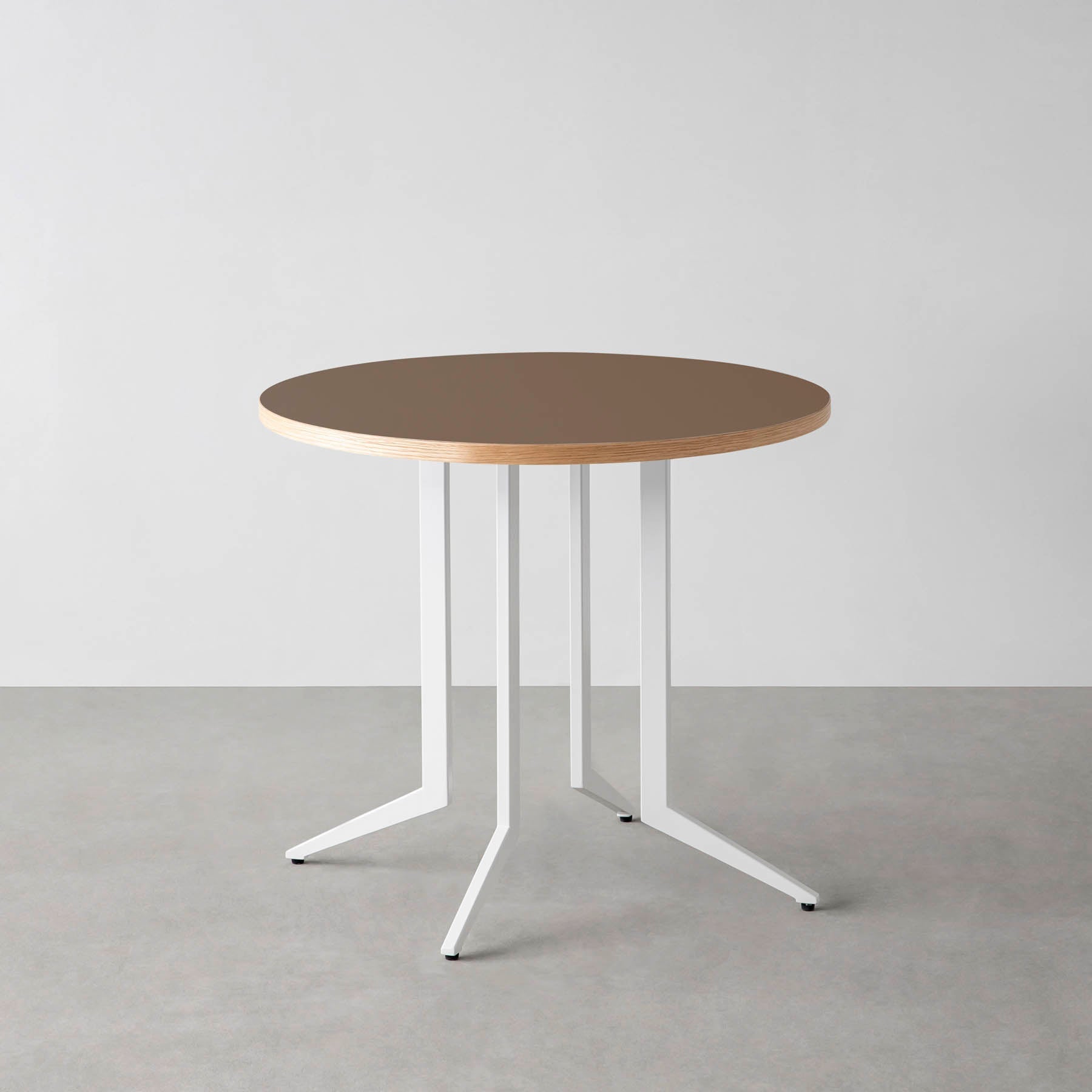 スマート造作カフェテーブル / リノリウム 全32色　白スチール脚 4本脚 × ラウンド φ61 - 80