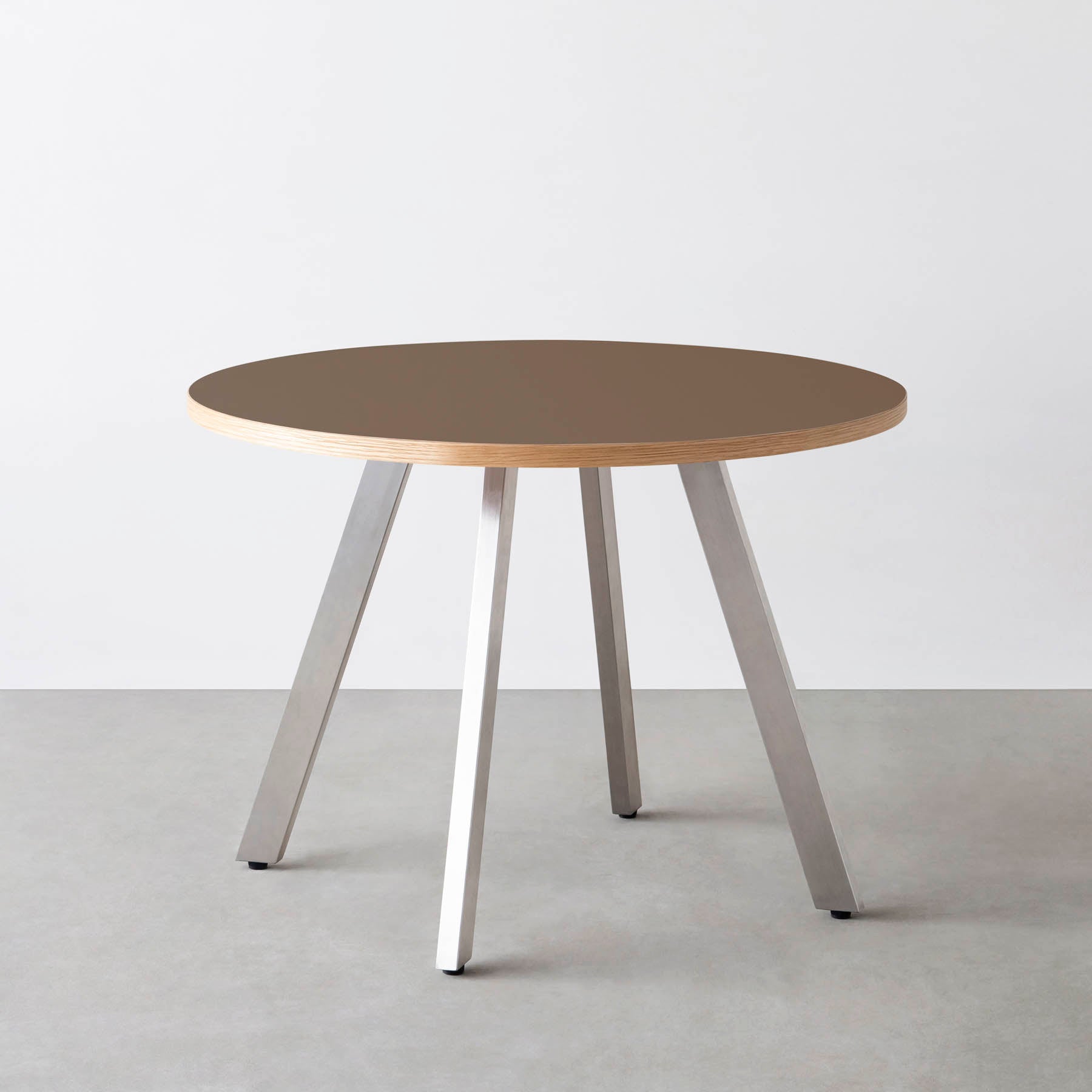 スマート造作カフェテーブル / リノリウム 全32色　ステンレススチール脚 4本脚 × ラウンド φ81 - 100