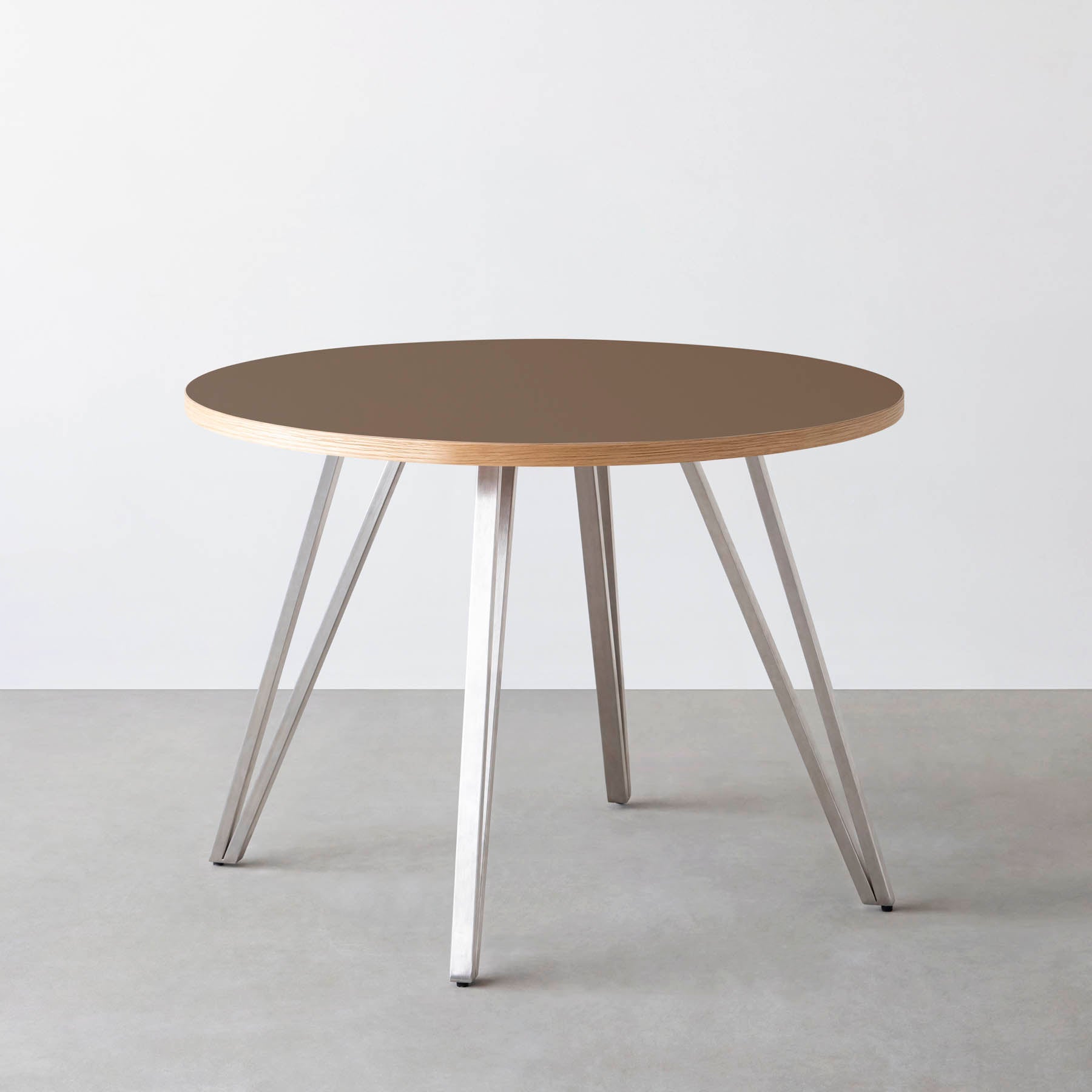 スマート造作カフェテーブル / リノリウム 全32色　ステンレススチール脚 4本脚 × ラウンド φ81 - 100