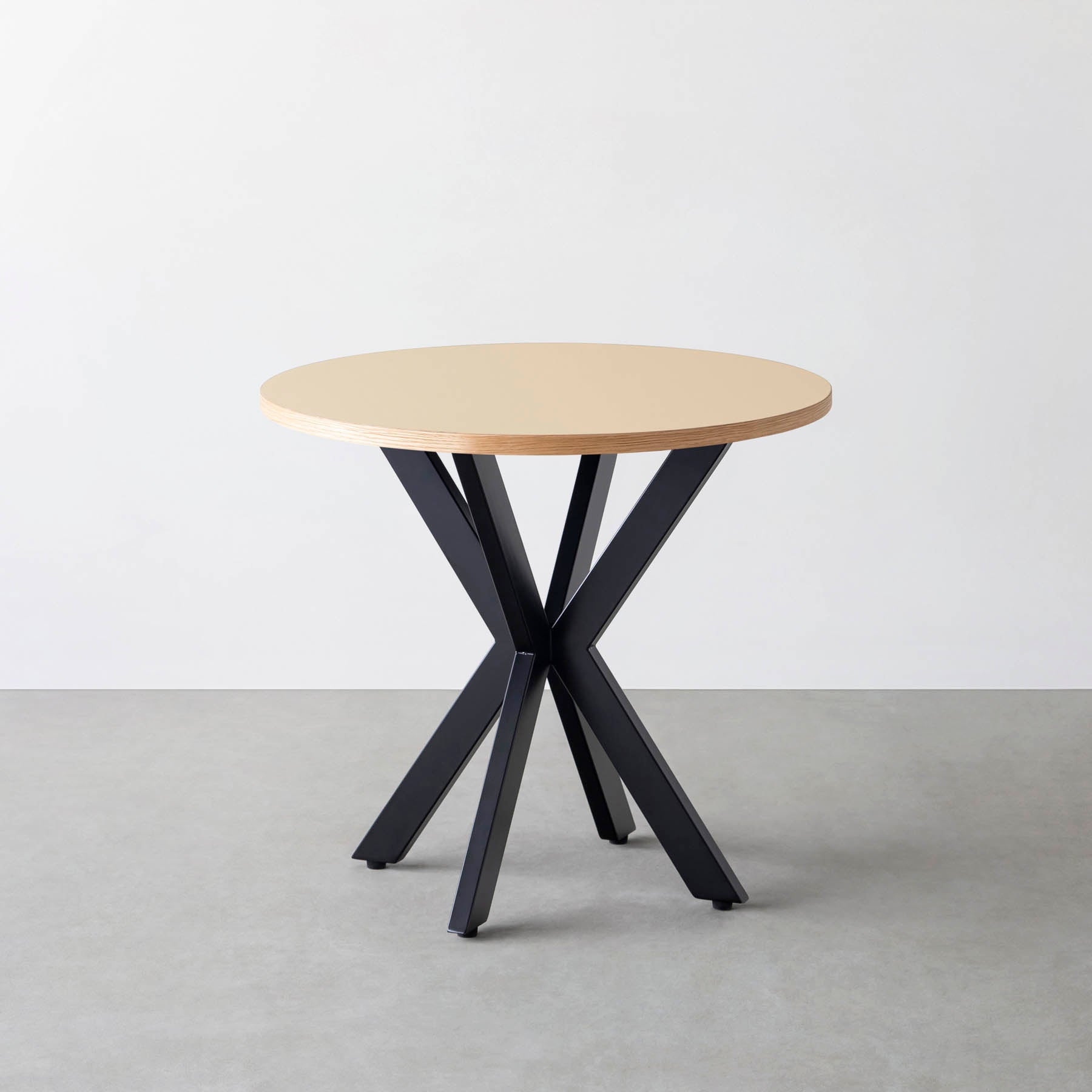 スマート造作カフェテーブル / リノリウム 全32色　黒スチール脚 カフェX × ラウンド φ71 - 80