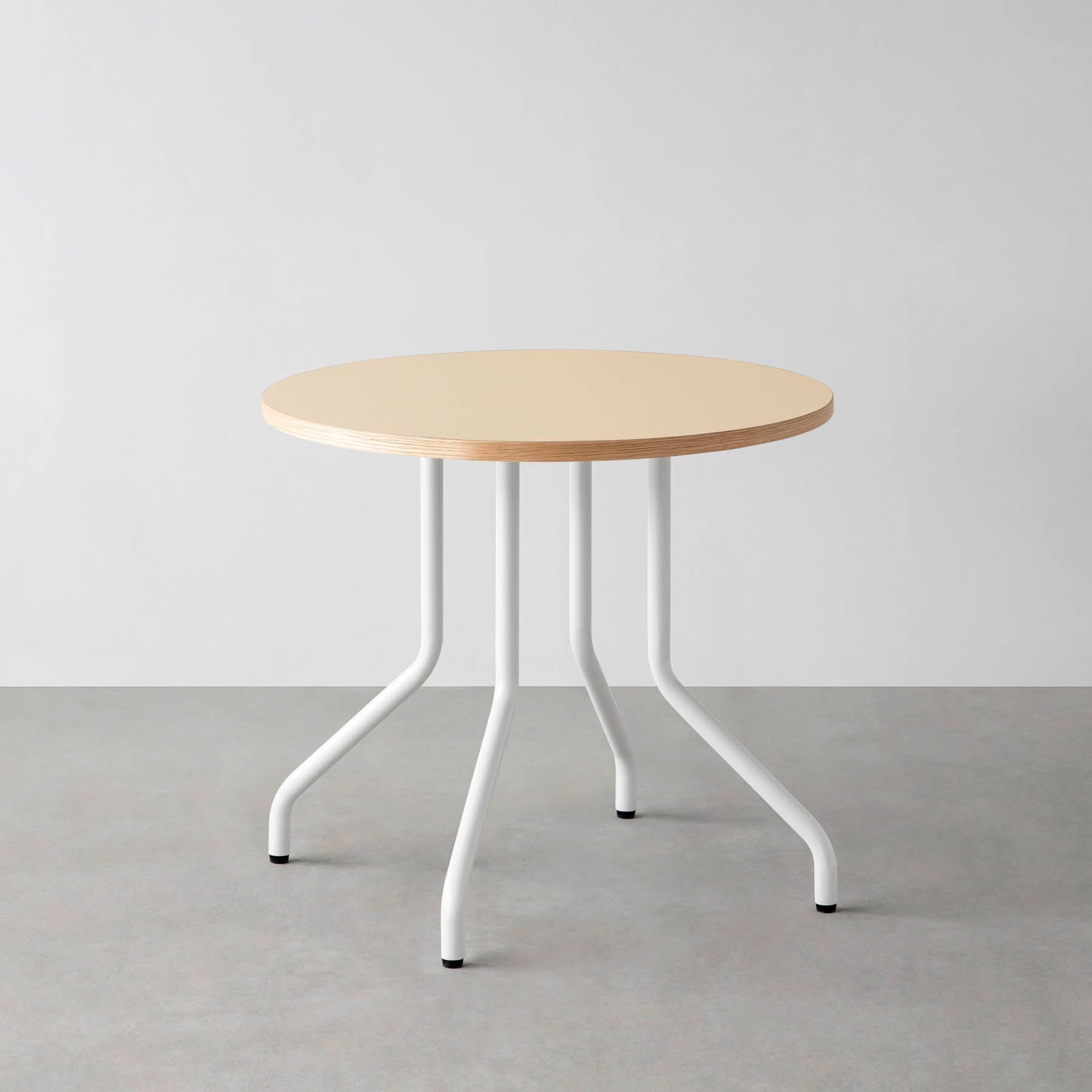 スマート造作カフェテーブル / リノリウム 全32色　白スチール脚 4本脚 × ラウンド φ61 - 80