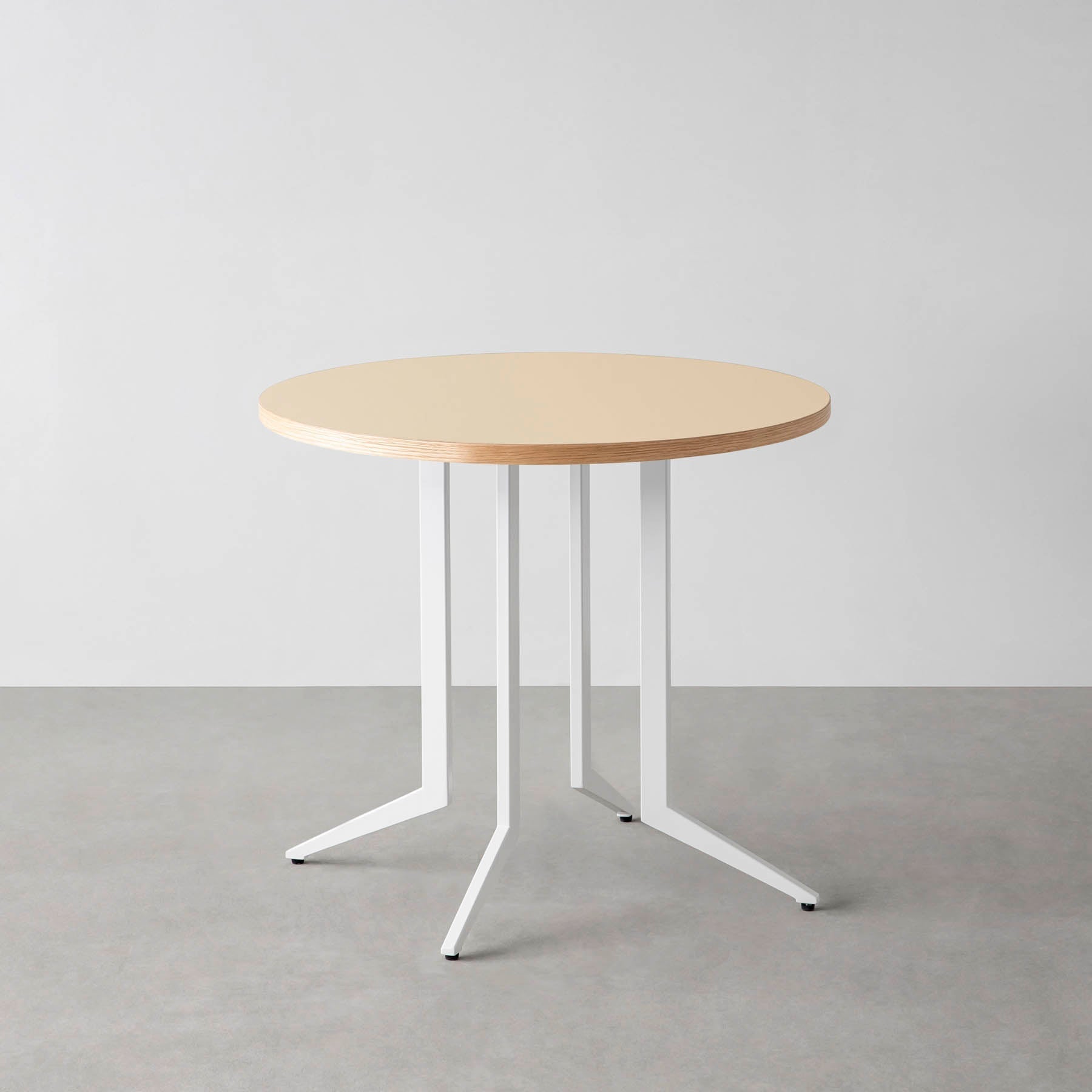 スマート造作カフェテーブル / リノリウム 全32色　白スチール脚 4本脚 × ラウンド φ61 - 80