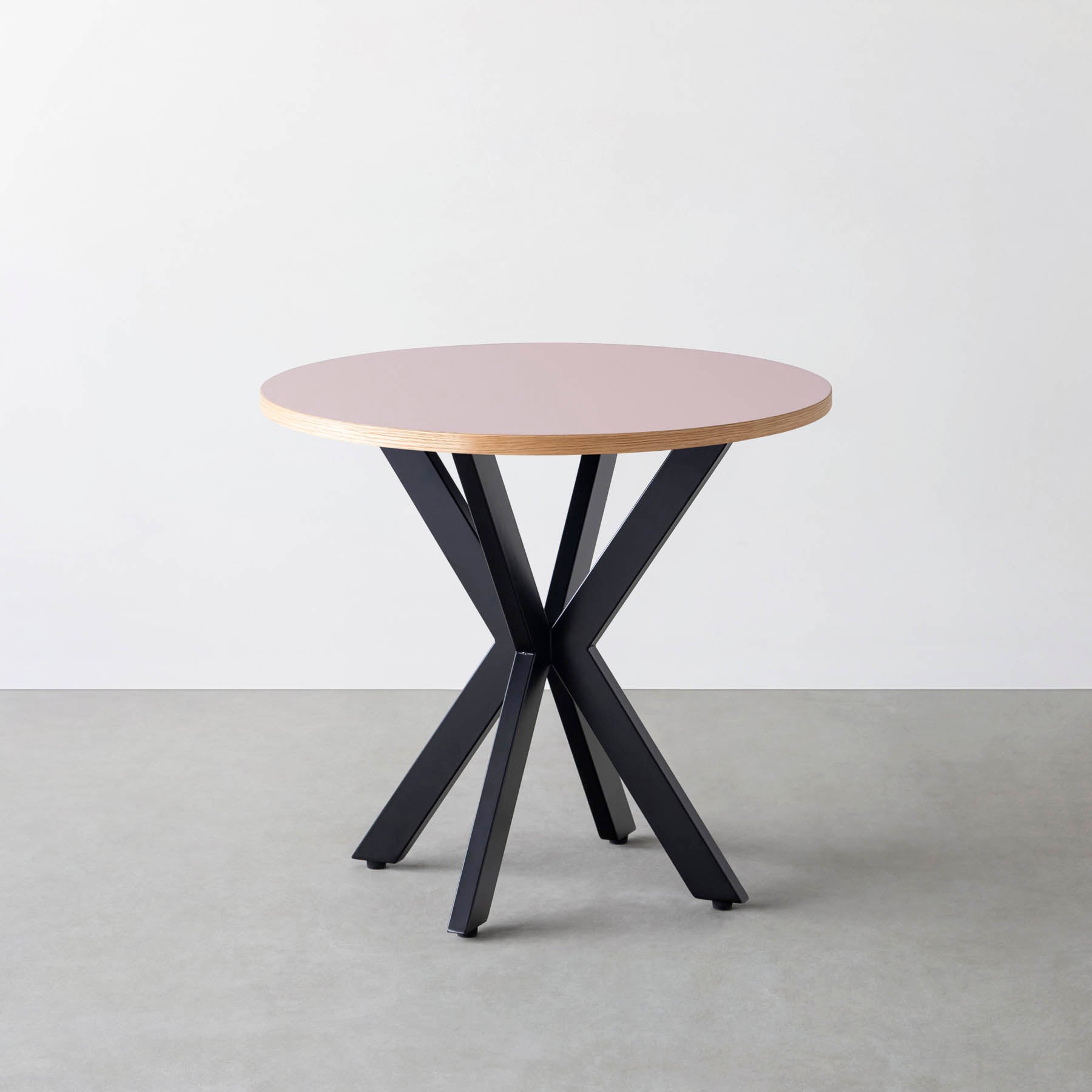 スマート造作カフェテーブル / リノリウム 全32色　黒スチール脚 カフェX × ラウンド φ71 - 80