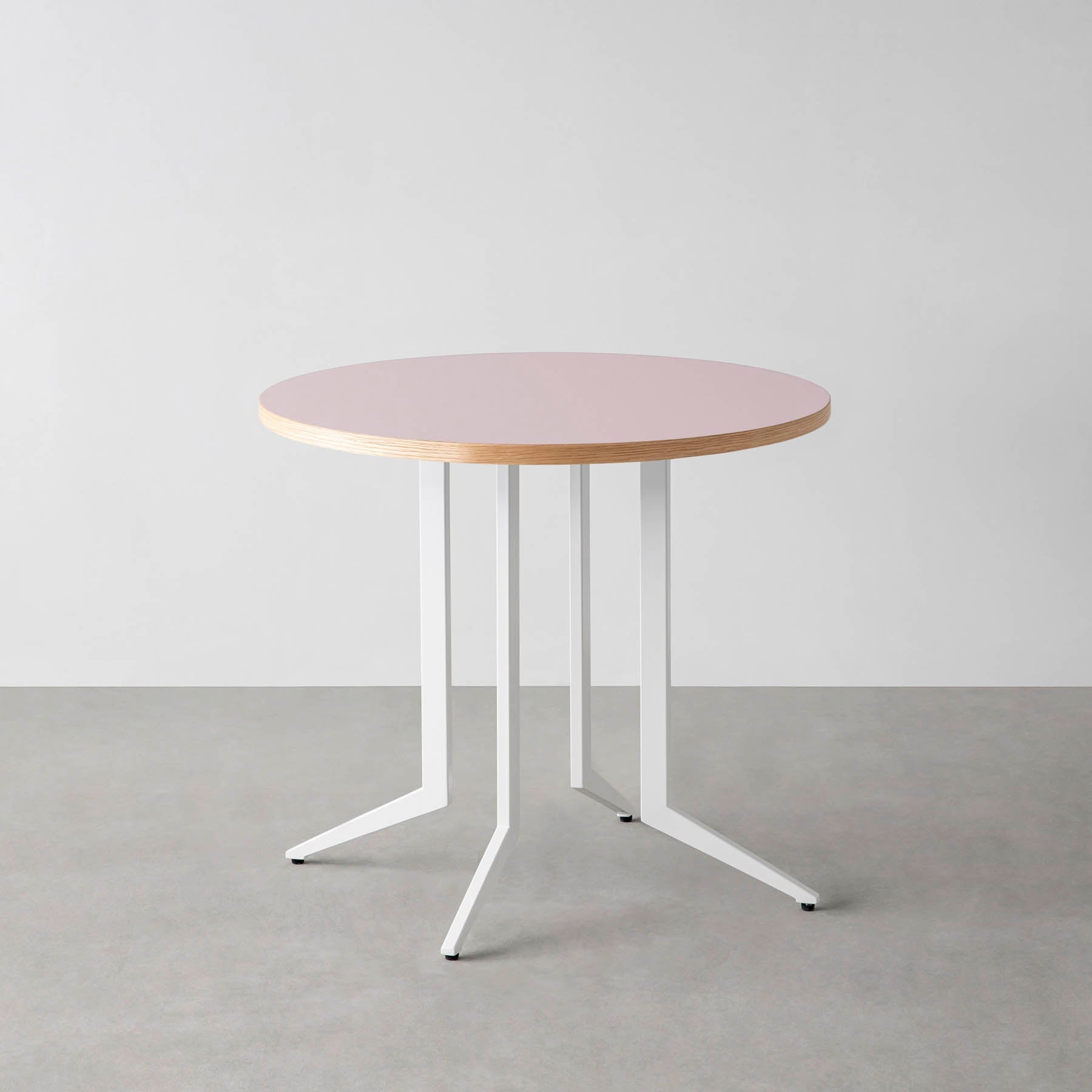 スマート造作カフェテーブル / リノリウム 全32色　白スチール脚 4本脚 × ラウンド φ61 - 80