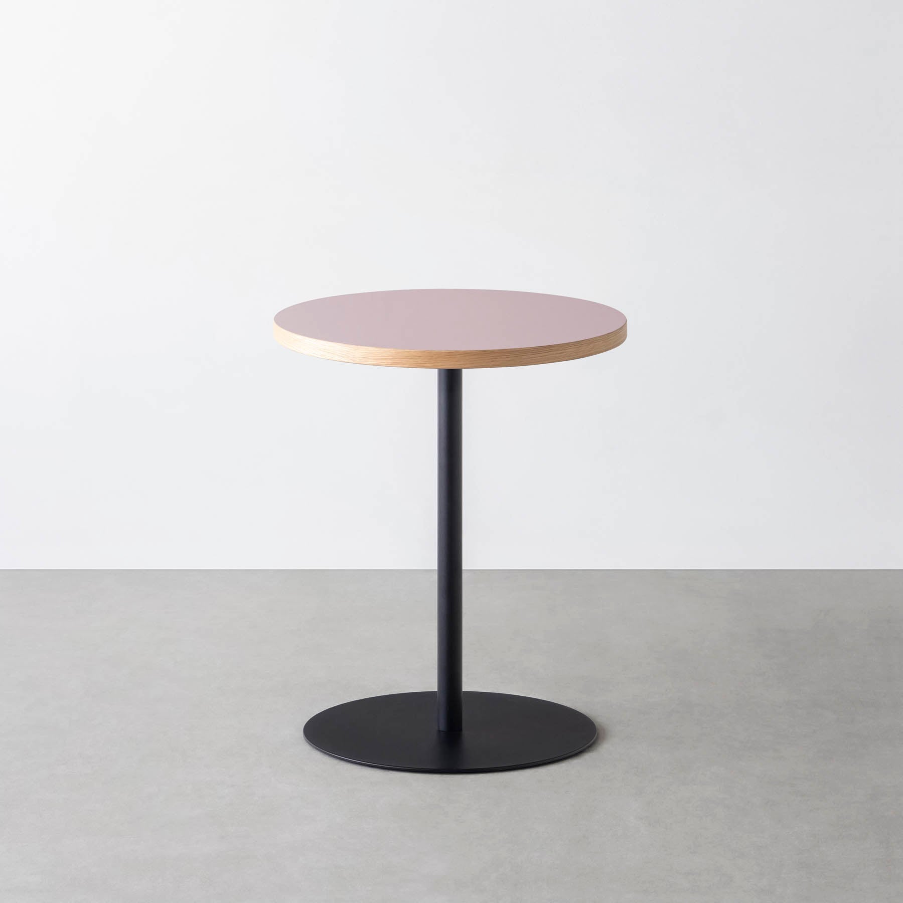 スマート造作カフェテーブル / リノリウム 全32色　黒スチール脚 1本脚 × ラウンド φ50 - 60