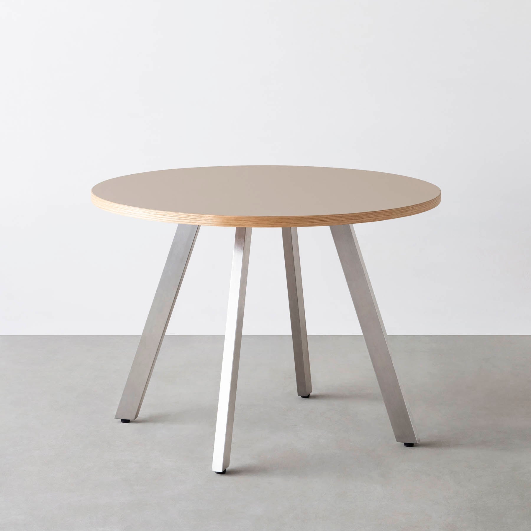 スマート造作カフェテーブル / リノリウム 全32色　ステンレススチール脚 4本脚 × ラウンド φ81 - 100