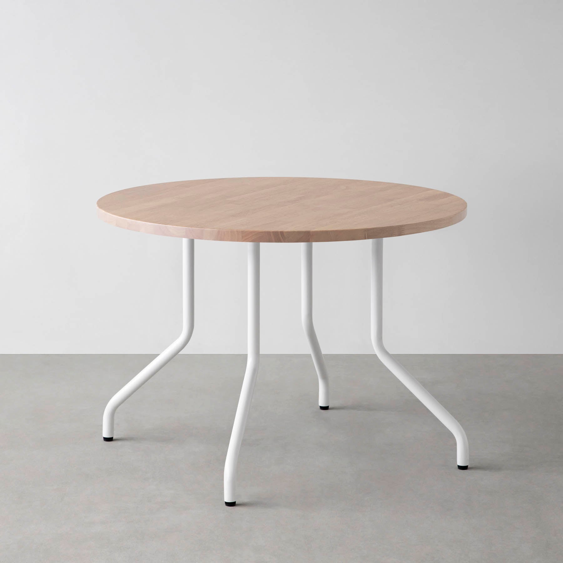 スマート造作カフェテーブル / ラバーウッド　白スチール脚 4本脚 × ラウンド φ81 - 100