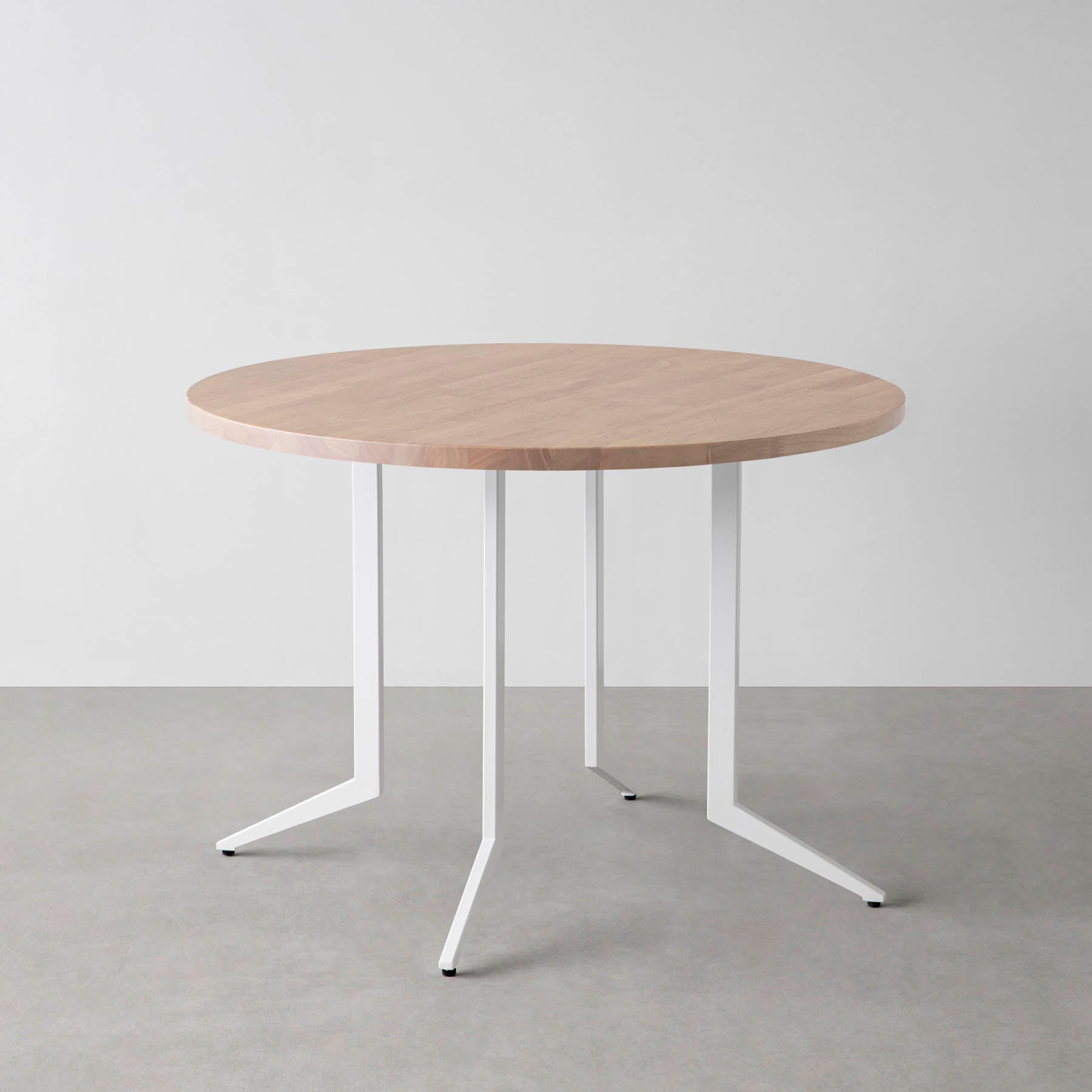 スマート造作カフェテーブル / ラバーウッド　白スチール脚 4本脚 × ラウンド φ81 - 100