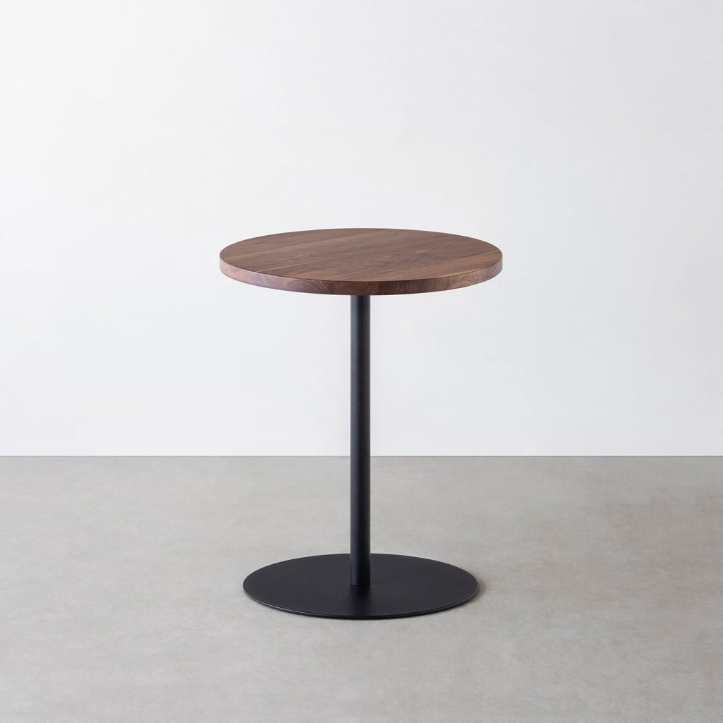 スマート造作カフェテーブル / 無垢 ウォルナット　黒スチール脚 1本脚 × ラウンド φ50 - 60