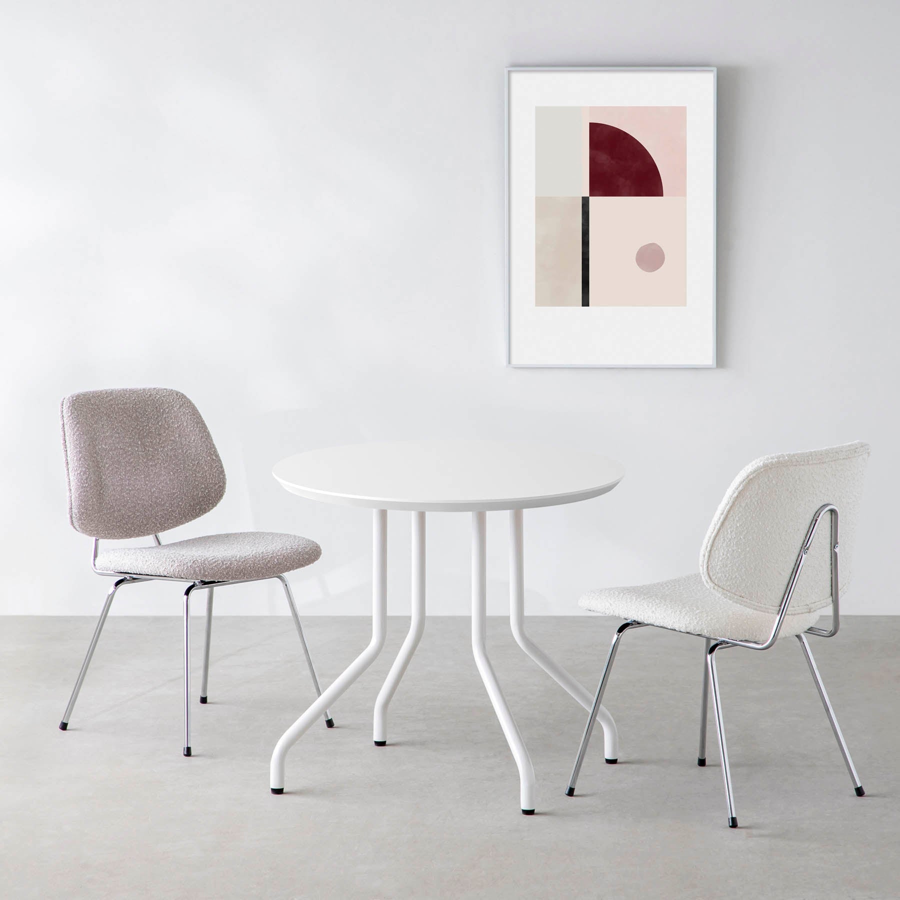 スマート造作カフェテーブル / FENIX NTM 全9色　白スチール脚 4本脚 × ラウンド φ61 - 80