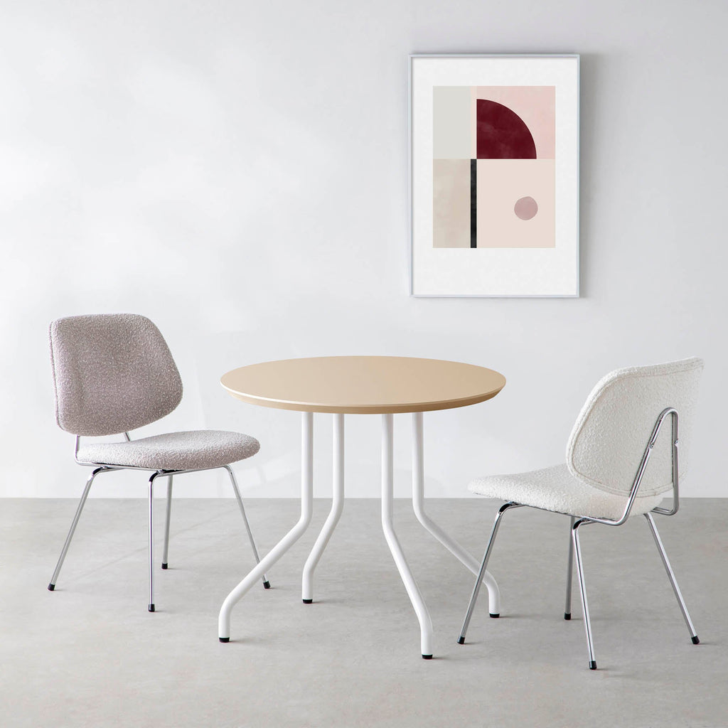 スマート造作カフェテーブル / FENIX NTM 全9色　白スチール脚 4本脚 × ラウンド φ61 - 80