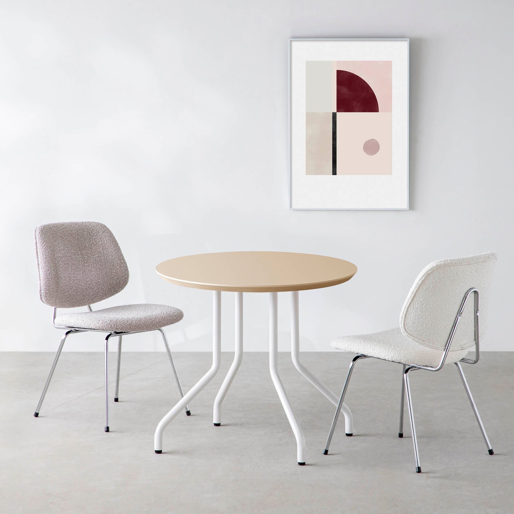 スマート造作カフェテーブル / FENIX NTM 全9色　白スチール脚 4本脚 × ラウンド φ61 - 80