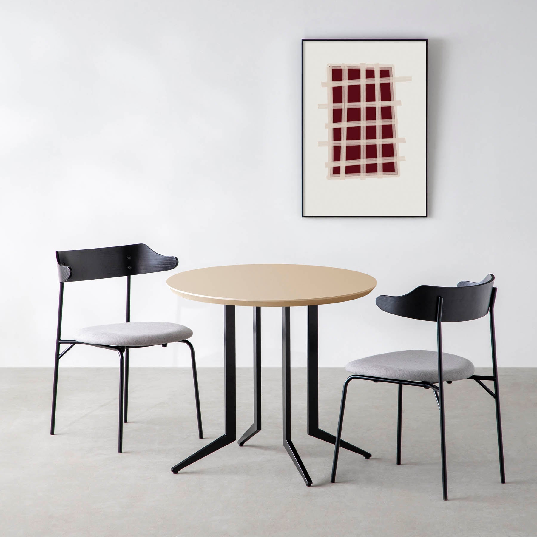 スマート造作カフェテーブル / FENIX NTM 全9色　黒スチール脚 4本脚 × ラウンド φ61 - 80