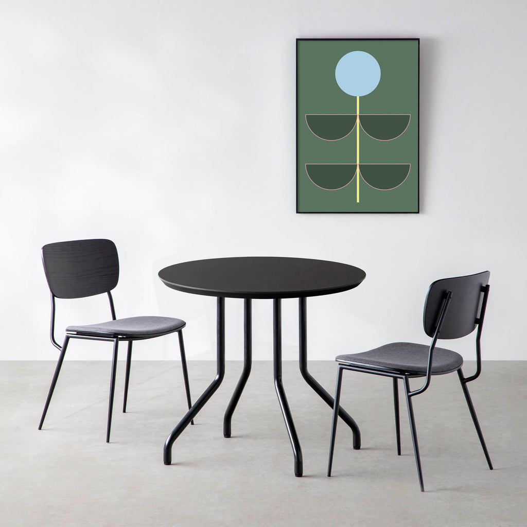 スマート造作カフェテーブル / FENIX NTM 全9色　黒スチール脚 4本脚 × ラウンド φ61 - 80