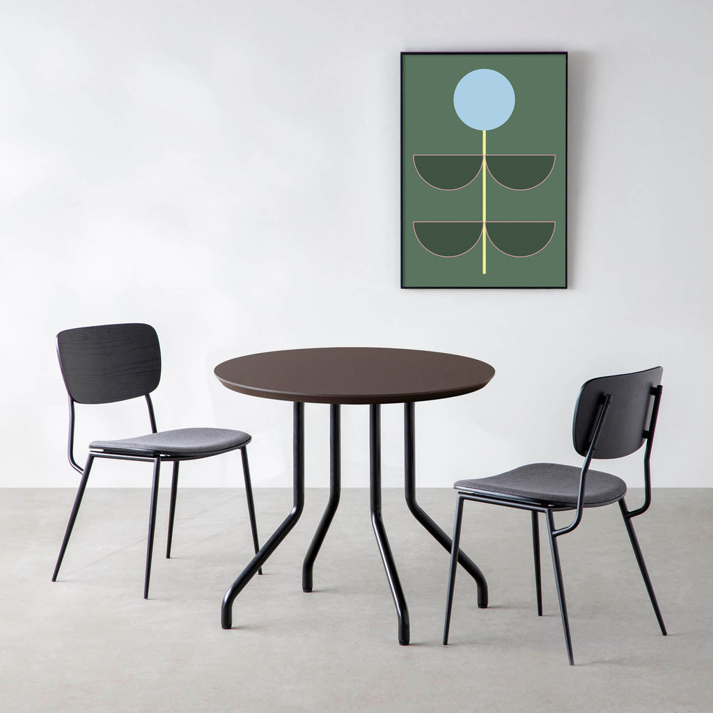 スマート造作カフェテーブル / FENIX NTM 全9色　黒スチール脚 4本脚 × ラウンド φ61 - 80