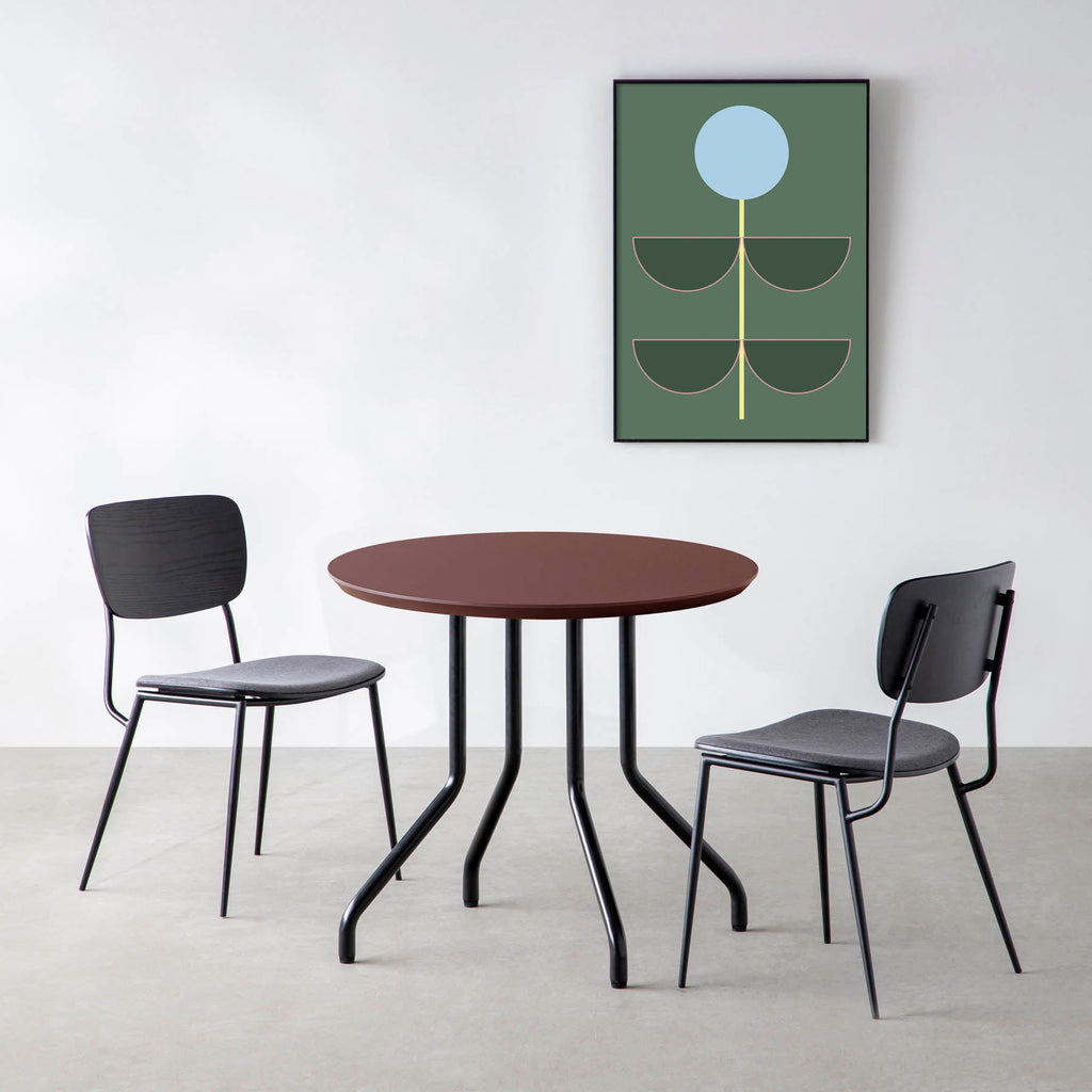 スマート造作カフェテーブル / FENIX NTM 全9色　黒スチール脚 4本脚 × ラウンド φ61 - 80