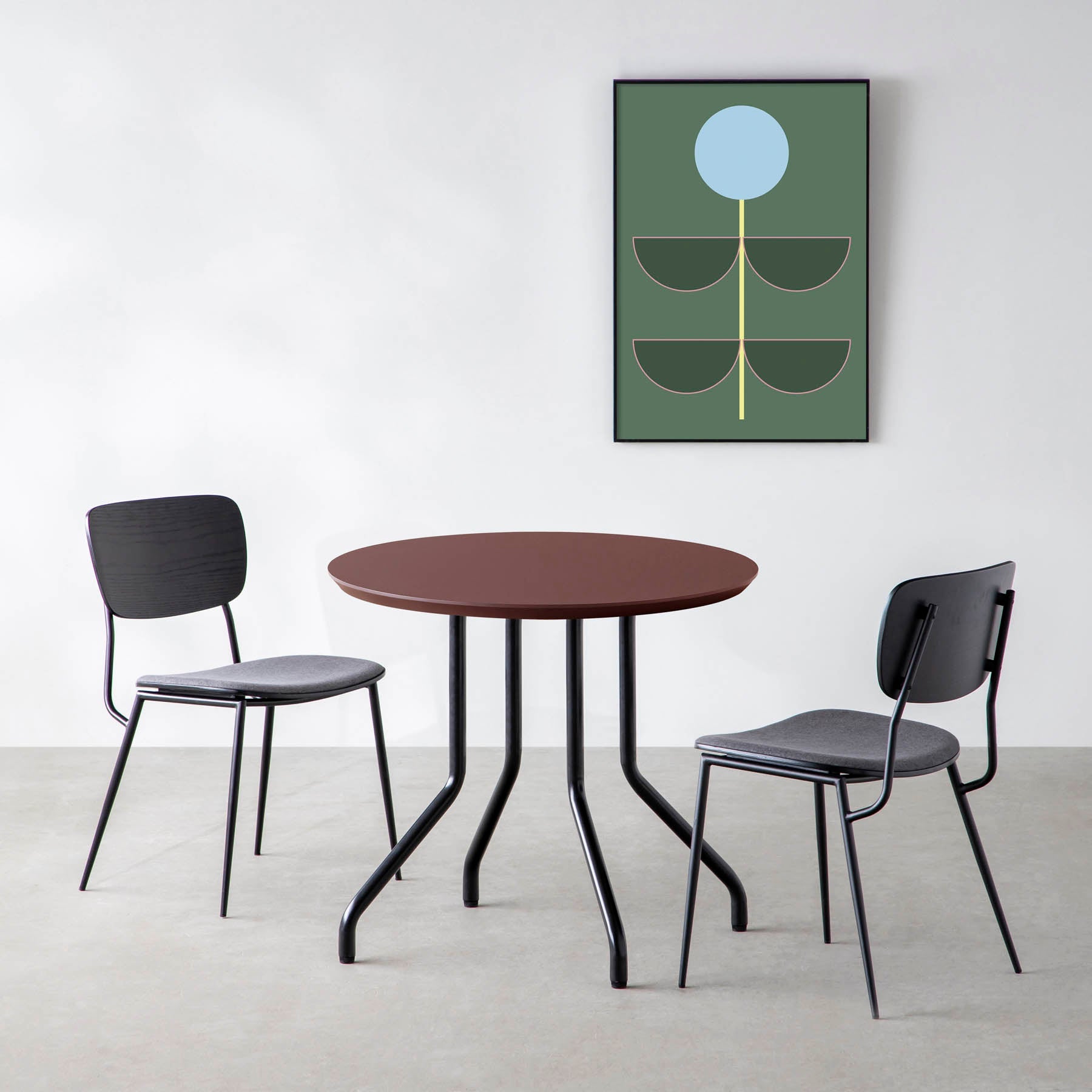 スマート造作カフェテーブル / FENIX NTM 全9色　黒スチール脚 4本脚 × ラウンド φ61 - 80