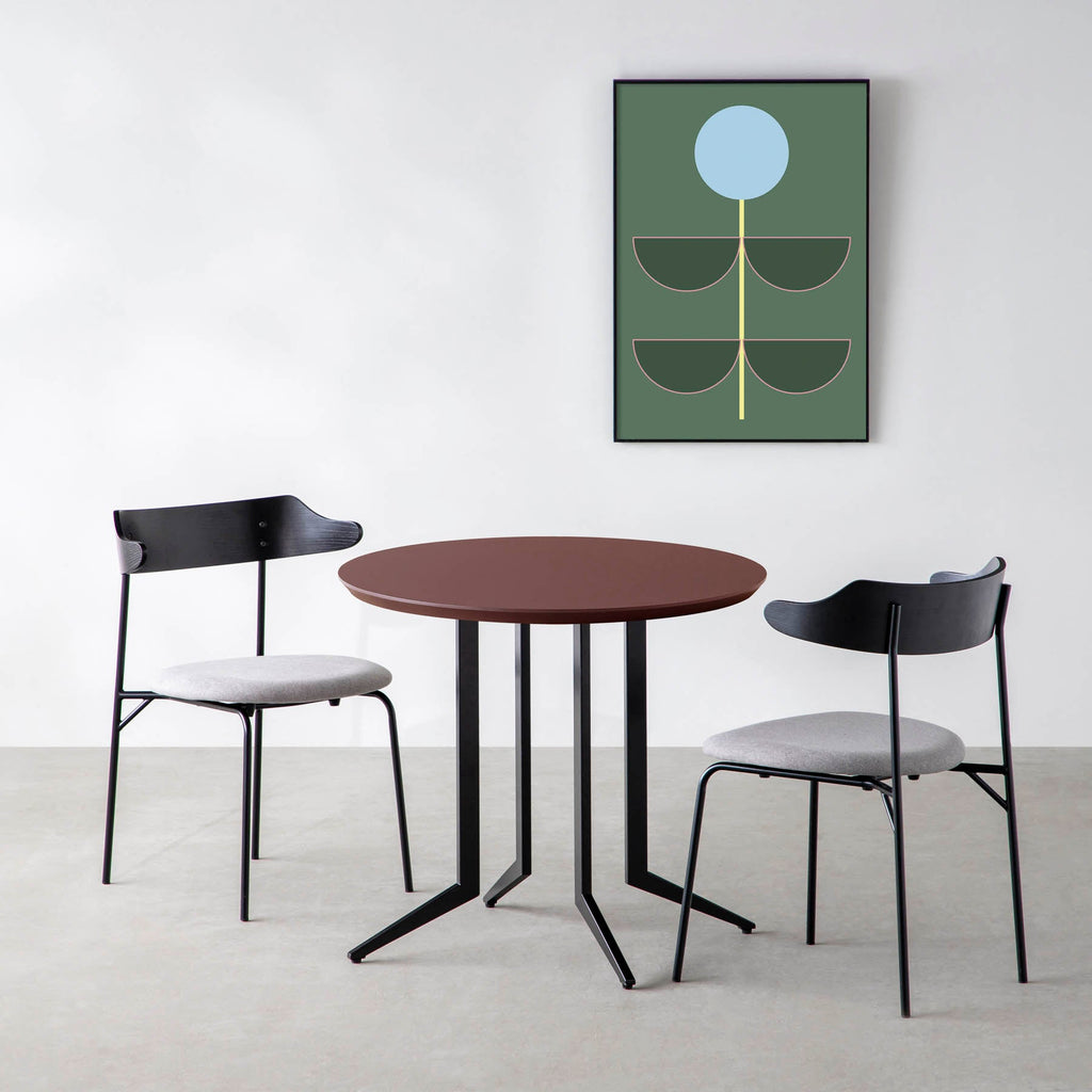 スマート造作カフェテーブル / FENIX NTM 全9色　黒スチール脚 4本脚 × ラウンド φ61 - 80