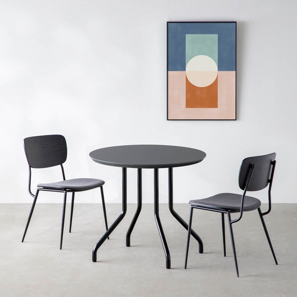 スマート造作カフェテーブル / FENIX NTM 全9色　黒スチール脚 4本脚 × ラウンド φ61 - 80