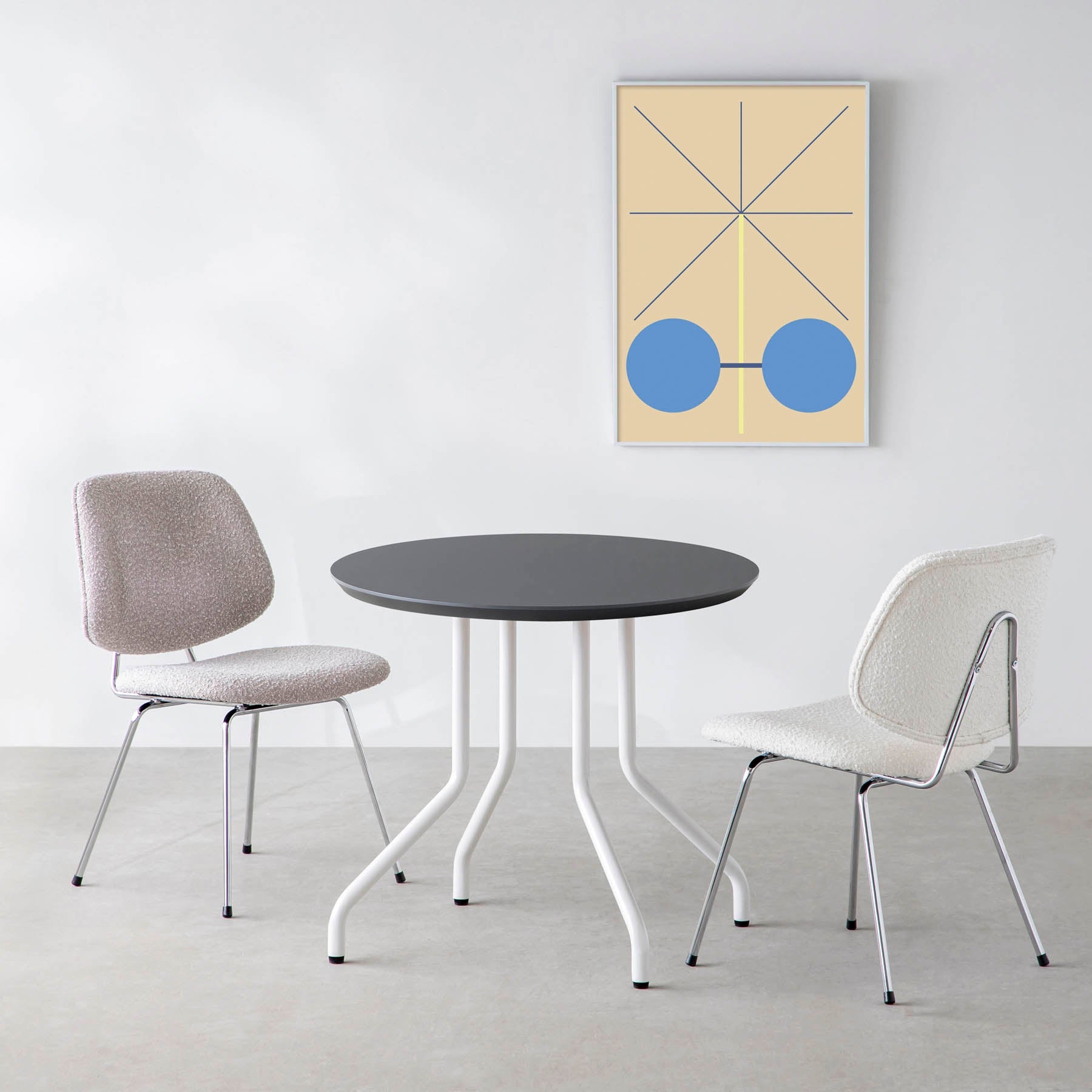 スマート造作カフェテーブル / FENIX NTM 全9色　白スチール脚 4本脚 × ラウンド φ61 - 80