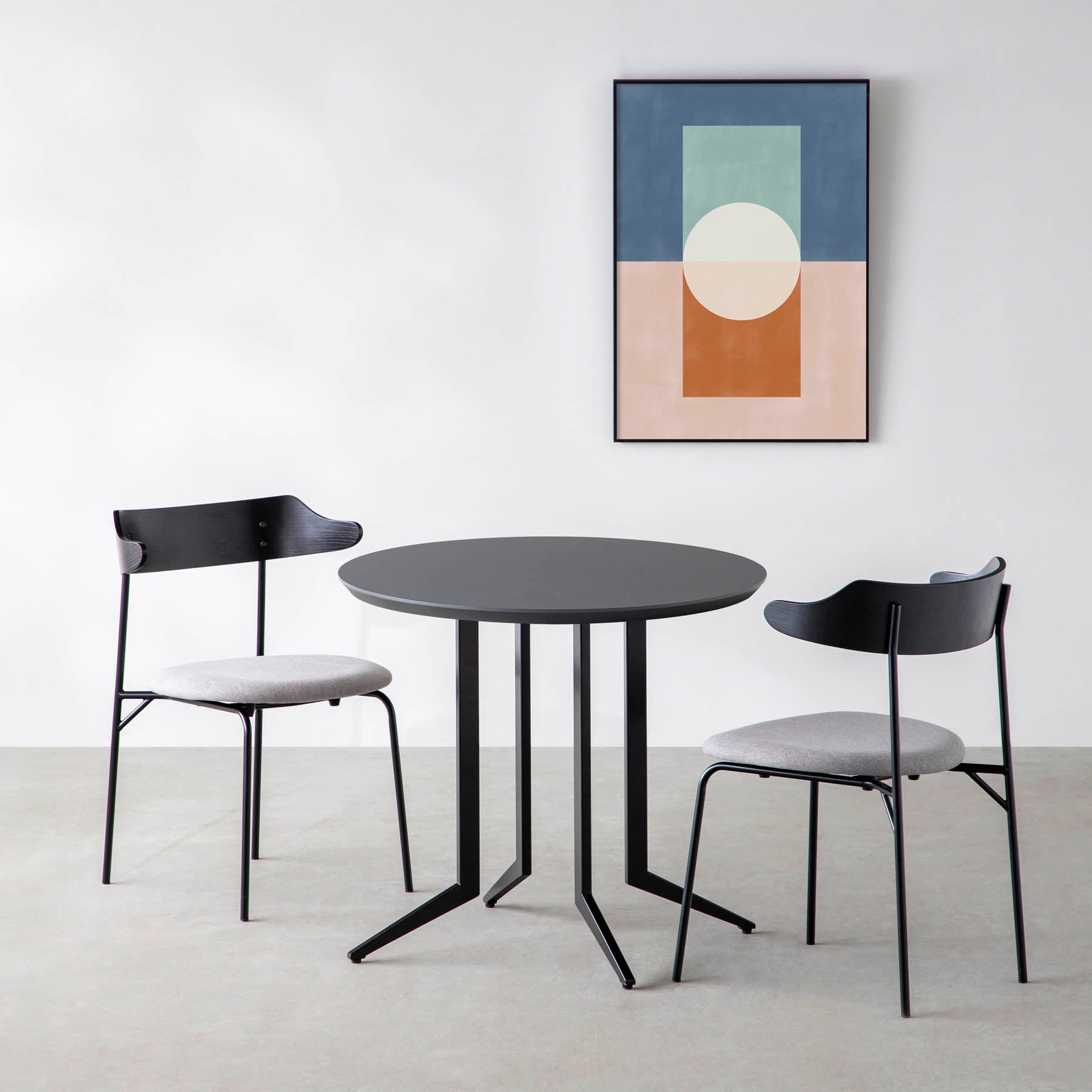 スマート造作カフェテーブル / FENIX NTM 全9色　黒スチール脚 4本脚 × ラウンド φ61 - 80