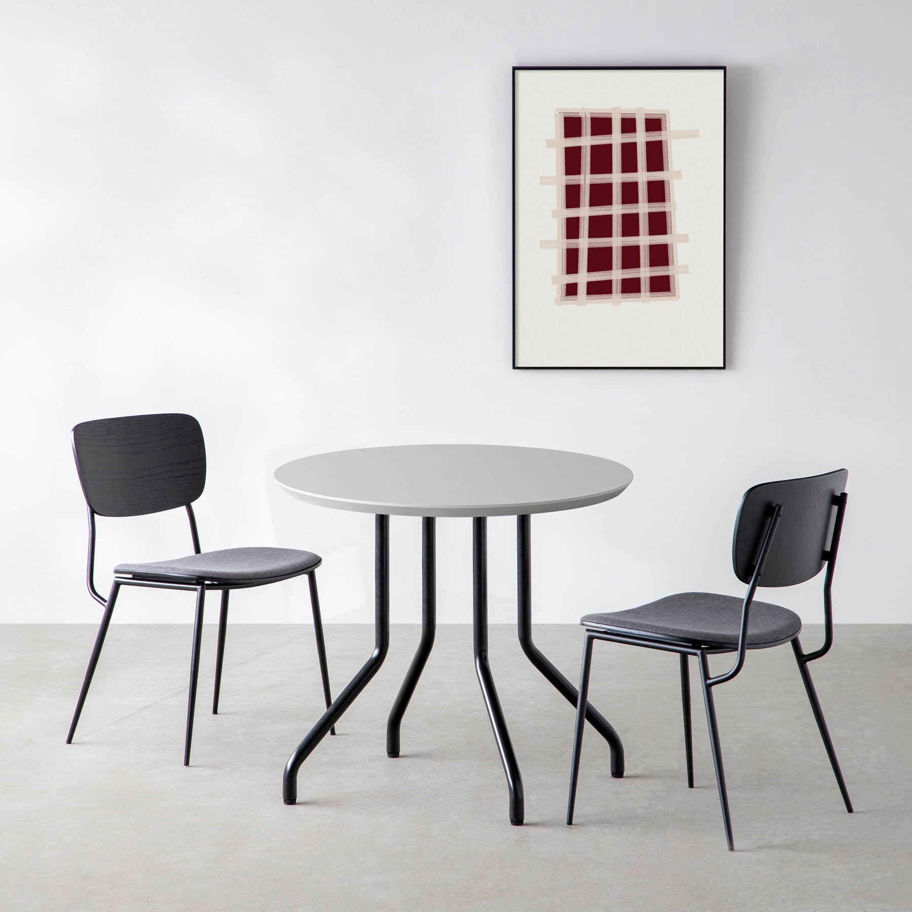 スマート造作カフェテーブル / FENIX NTM 全9色　黒スチール脚 4本脚 × ラウンド φ61 - 80