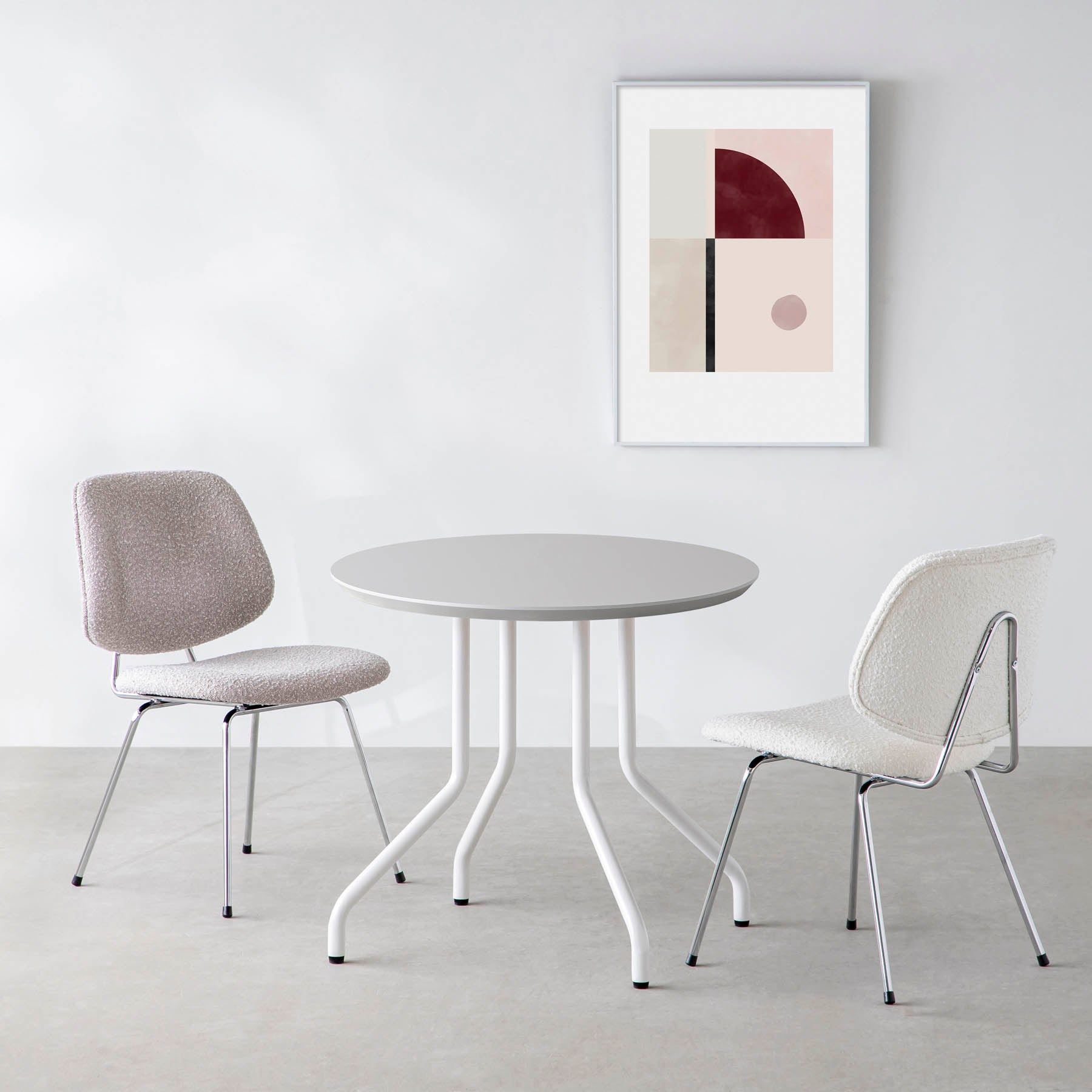 スマート造作カフェテーブル / FENIX NTM 全9色　白スチール脚 4本脚 × ラウンド φ61 - 80