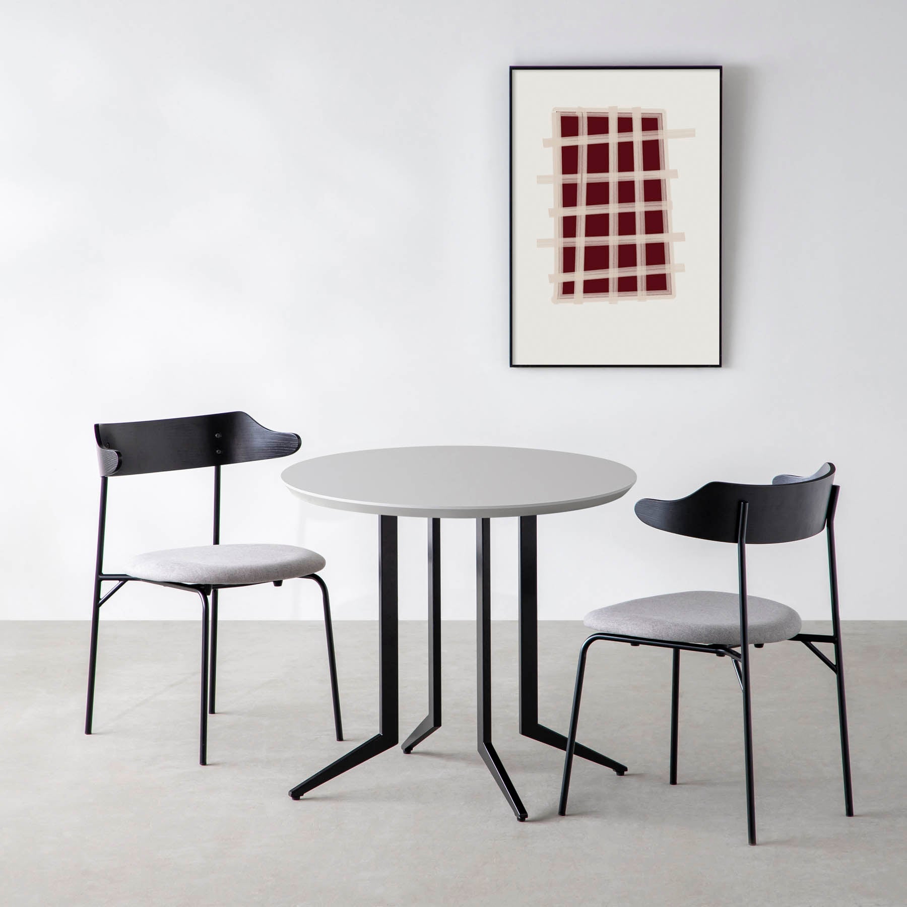 スマート造作カフェテーブル / FENIX NTM 全9色　黒スチール脚 4本脚 × ラウンド φ61 - 80