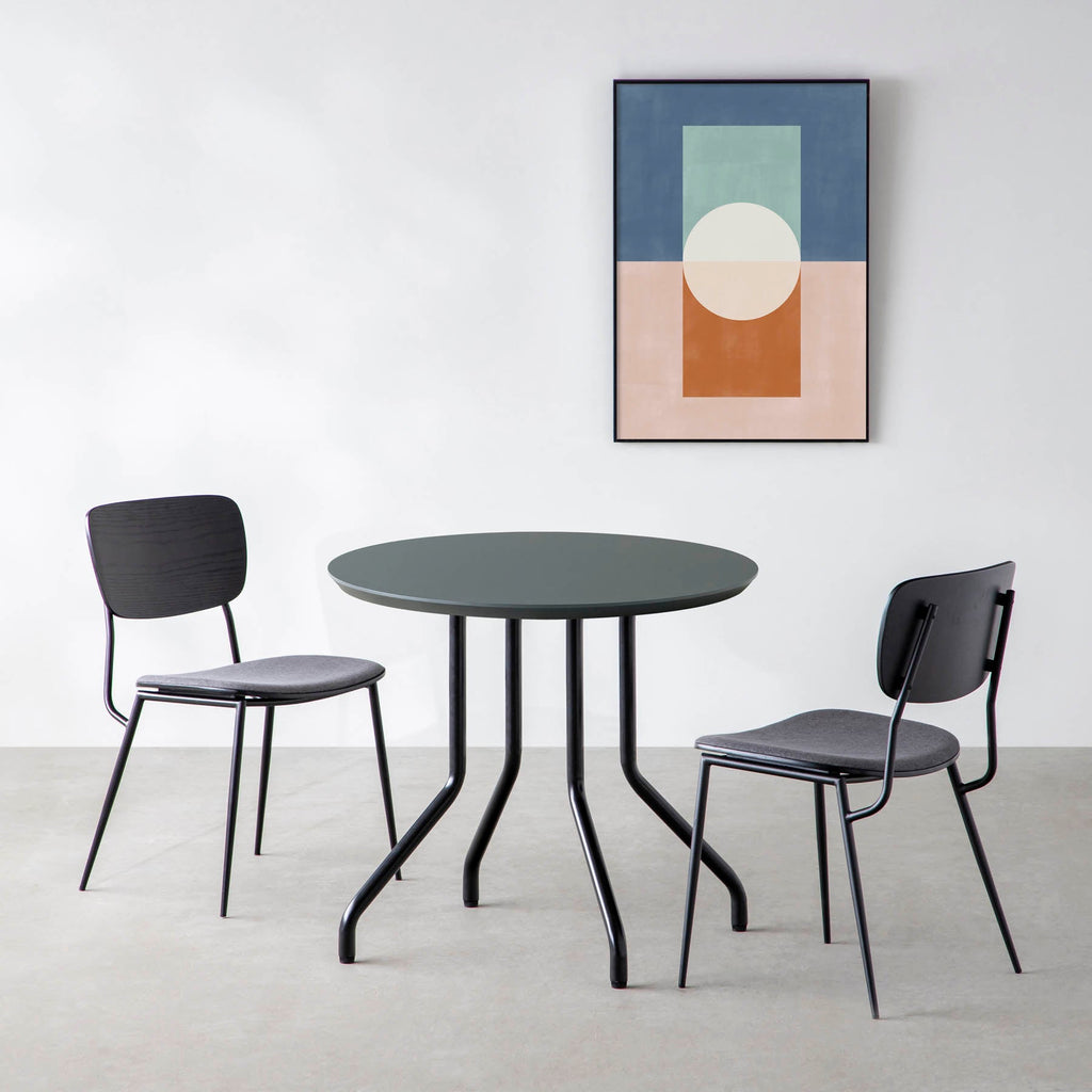 スマート造作カフェテーブル / FENIX NTM 全9色　黒スチール脚 4本脚 × ラウンド φ61 - 80