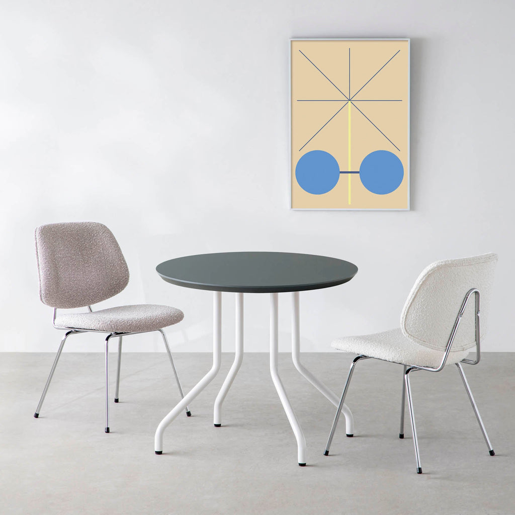 スマート造作カフェテーブル / FENIX NTM 全9色　白スチール脚 4本脚 × ラウンド φ61 - 80