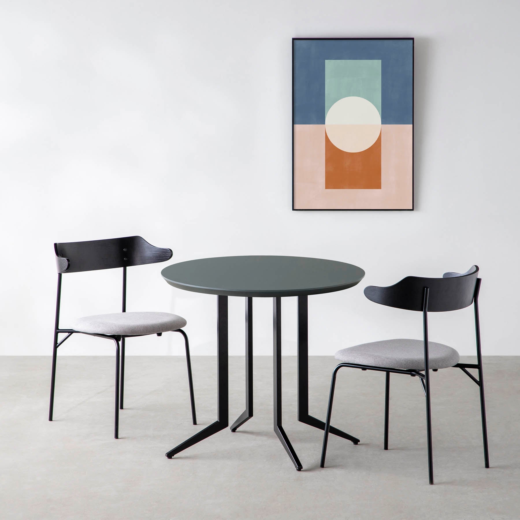 スマート造作カフェテーブル / FENIX NTM 全9色　黒スチール脚 4本脚 × ラウンド φ61 - 80