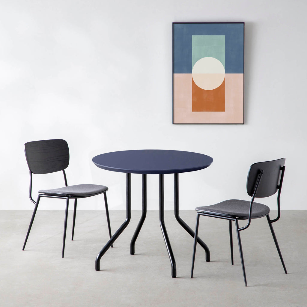 スマート造作カフェテーブル / FENIX NTM 全9色　黒スチール脚 4本脚 × ラウンド φ61 - 80