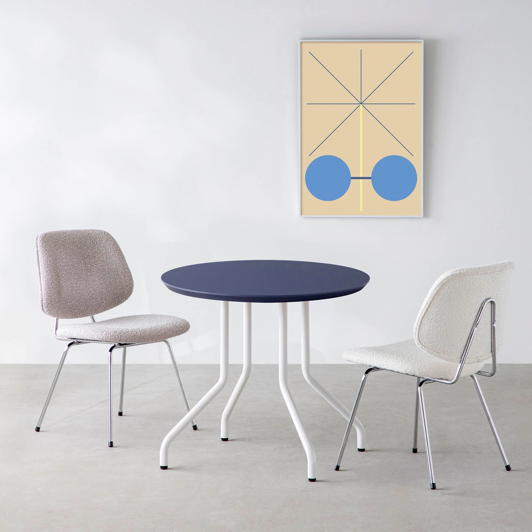 スマート造作カフェテーブル / FENIX NTM 全9色　白スチール脚 4本脚 × ラウンド φ61 - 80