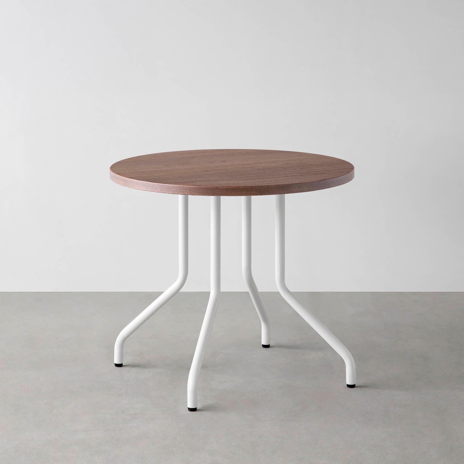 スマート造作カフェテーブル / ウォルナット　白スチール脚 4本脚 × ラウンド φ61 - 80