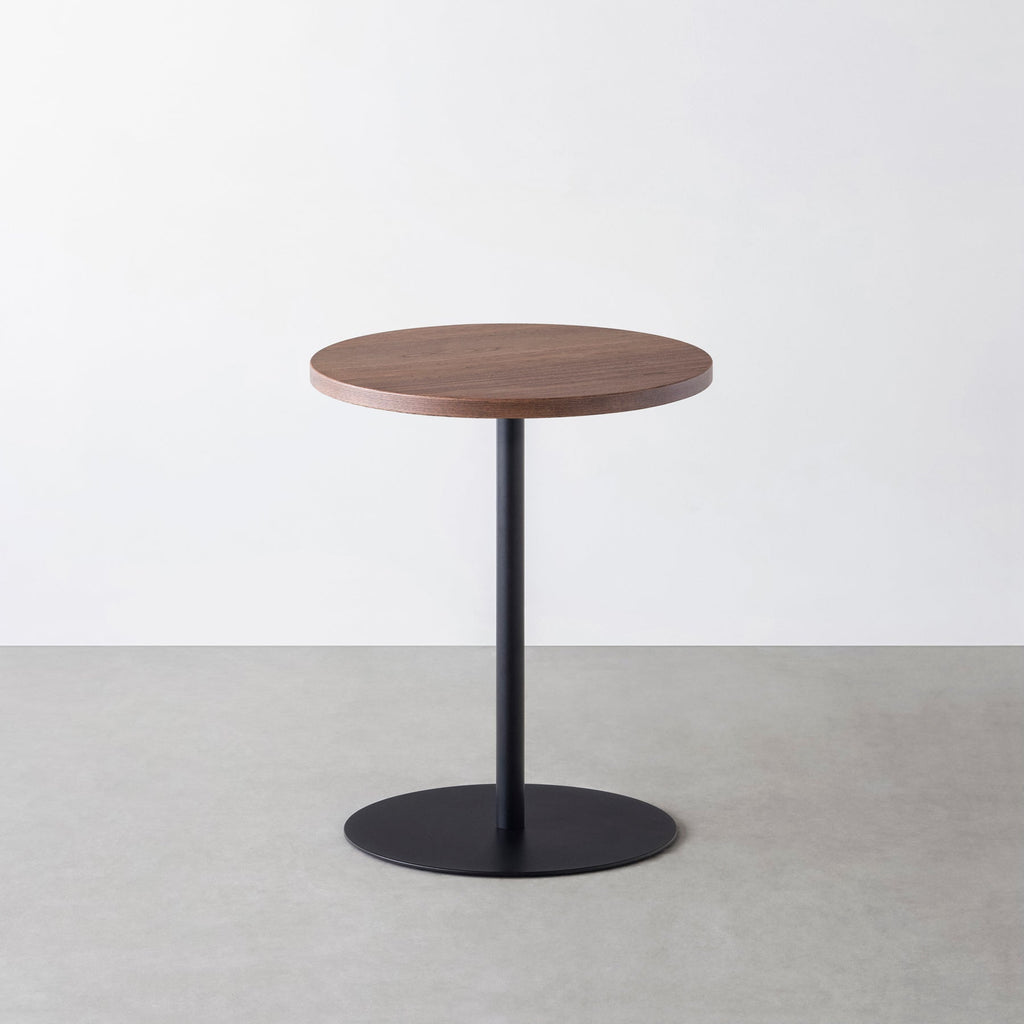 スマート造作カフェテーブル / ウォルナット　黒スチール脚 1本脚 × ラウンド φ50 - 60