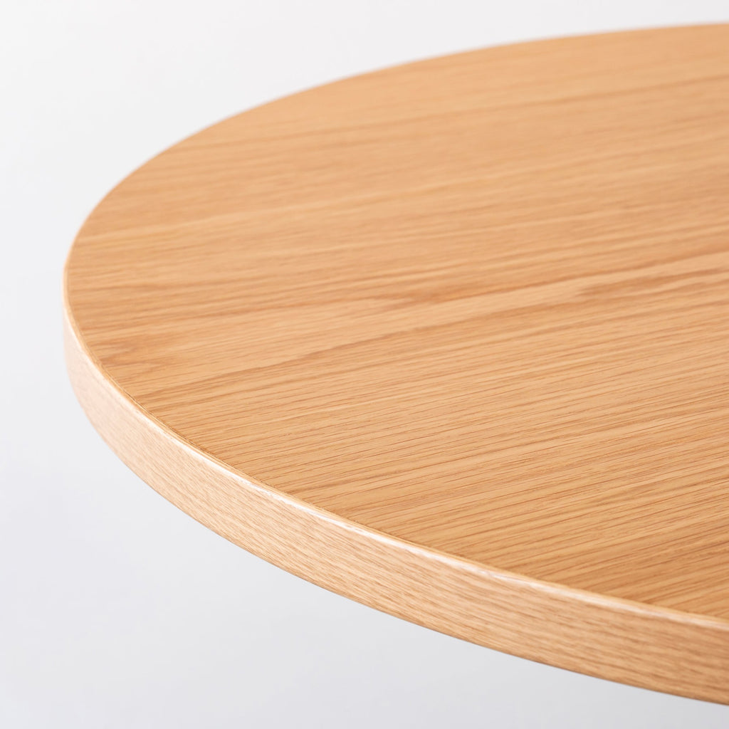 スマート造作カフェテーブル / ホワイトオーク　黒スチール脚 4本脚 × ラウンド φ61 - 80