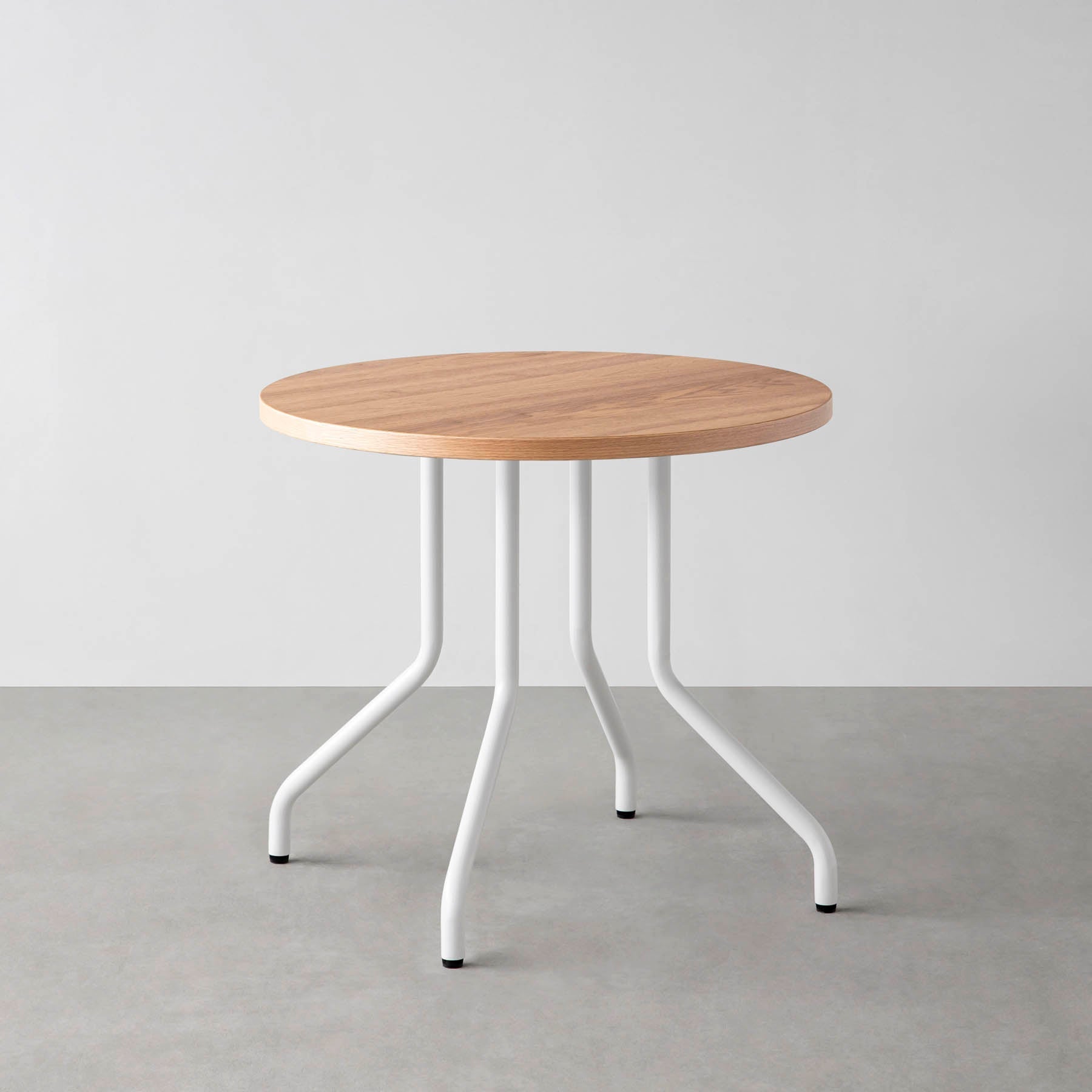 スマート造作カフェテーブル / くるみ　白スチール脚 4本脚 × ラウンド φ61 - 80