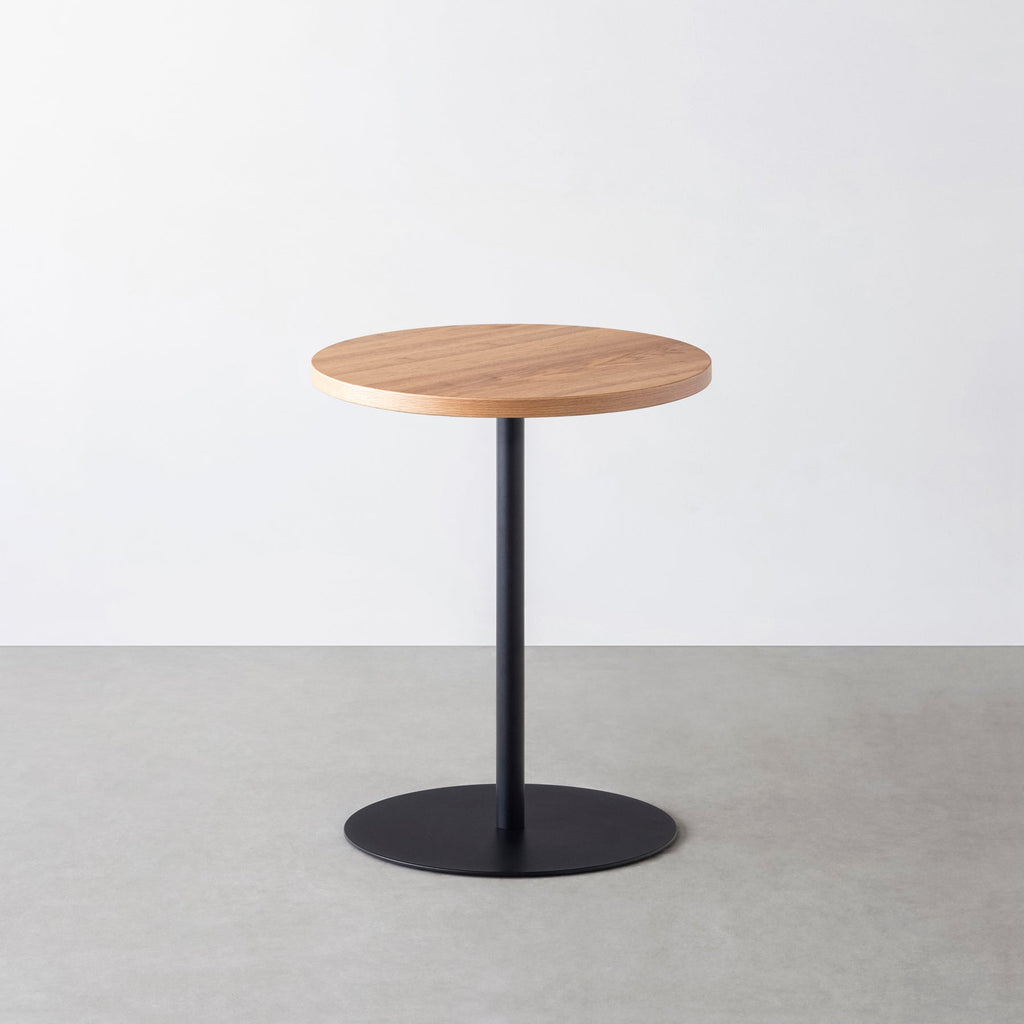 スマート造作カフェテーブル / くるみ　黒スチール脚 1本脚 × ラウンド φ50 - 60