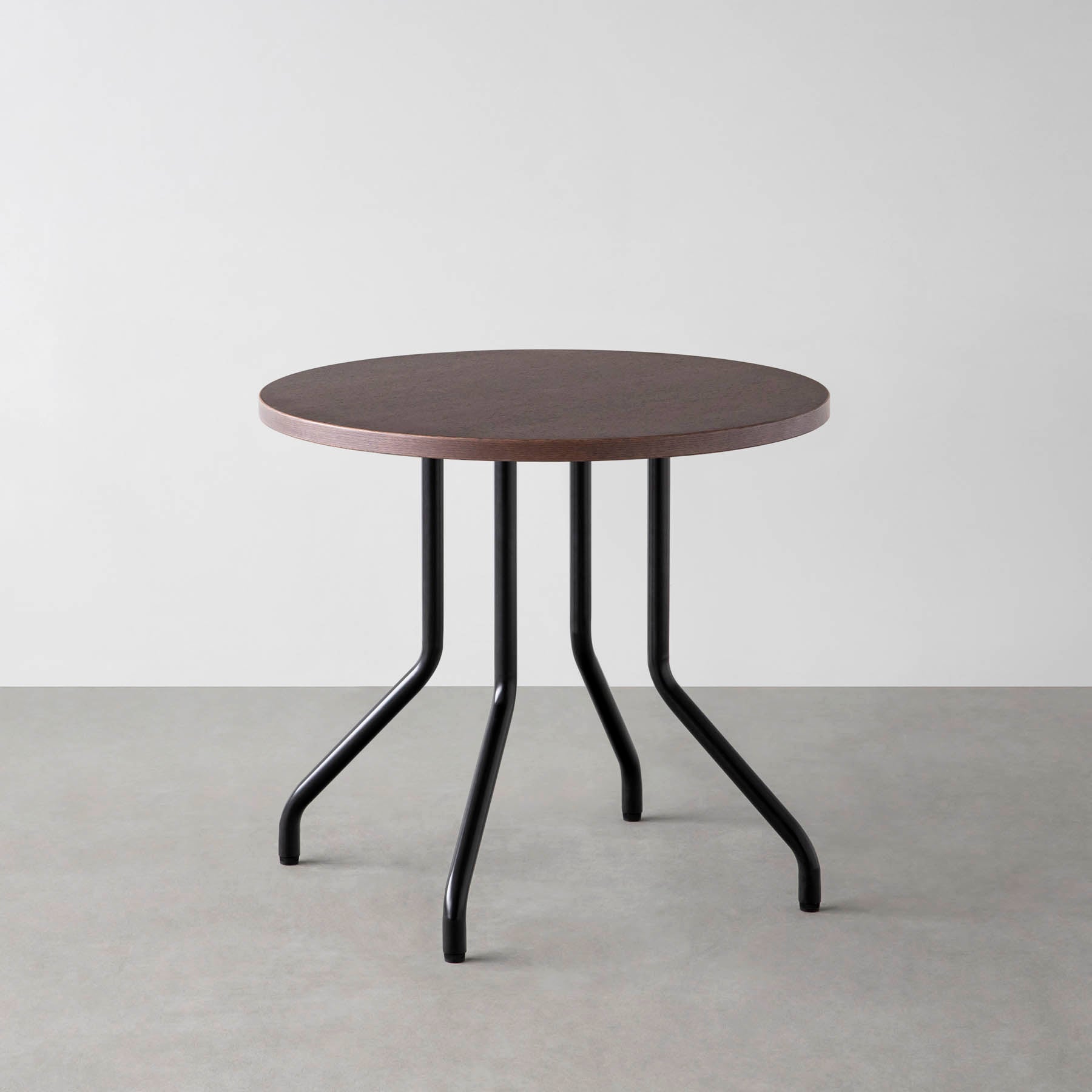 スマート造作カフェテーブル / ウェンジ　黒スチール脚 4本脚 × ラウンド φ61 - 80