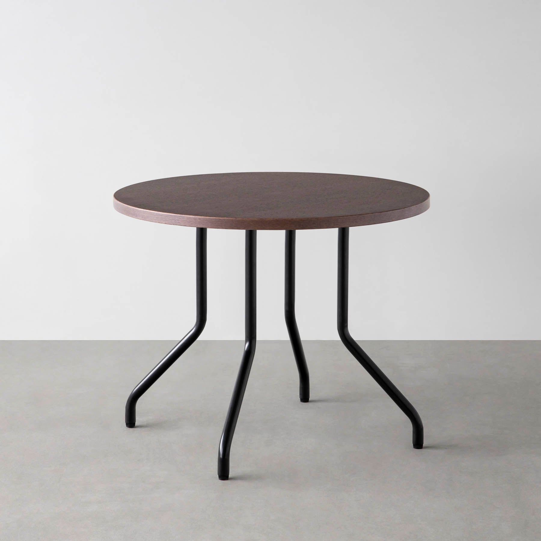 スマート造作カフェテーブル / ウェンジ　黒スチール脚 4本脚 × ラウンド φ81 - 90